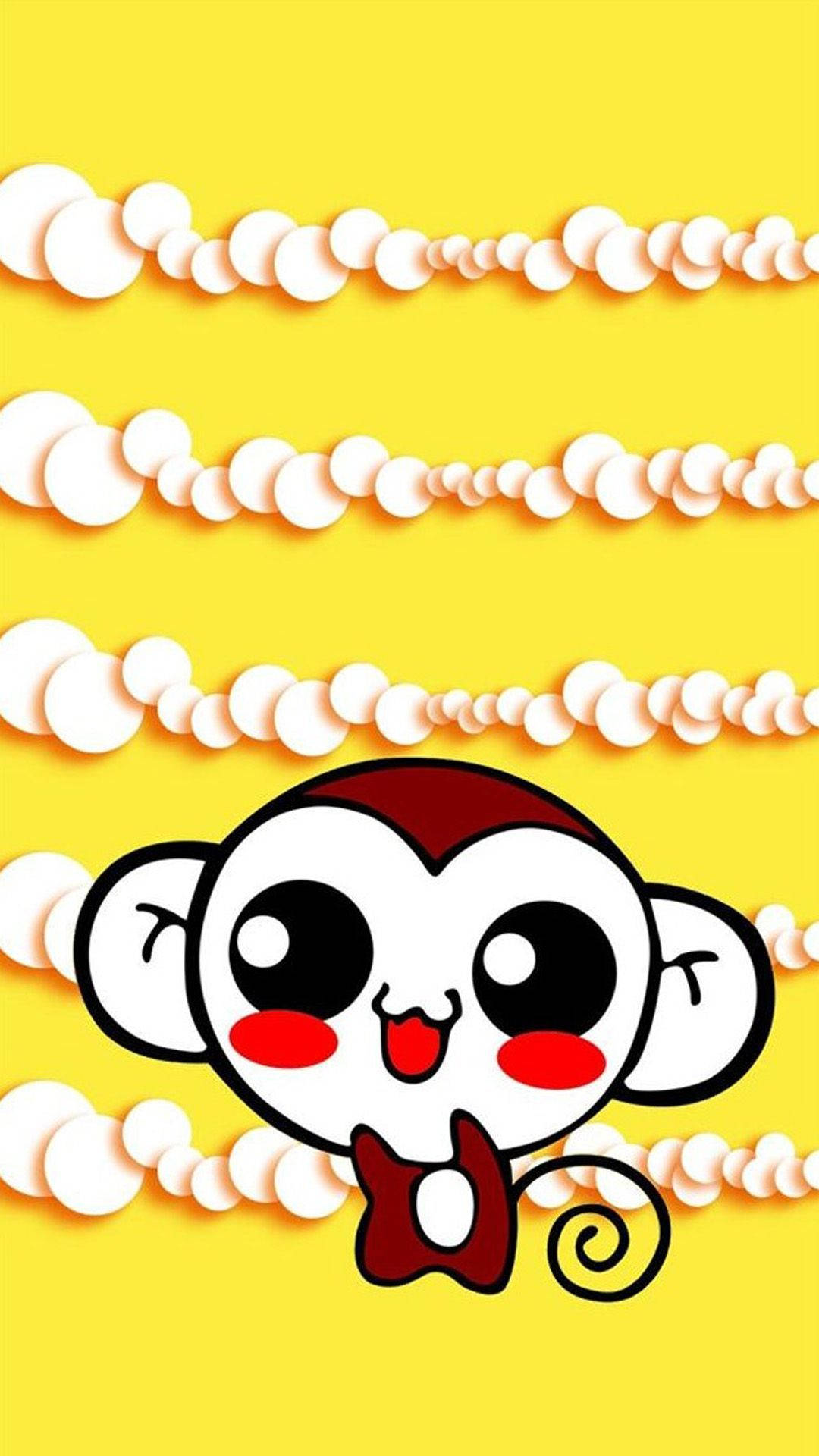 귀여운 원숭이 노란 그래픽 배경화면