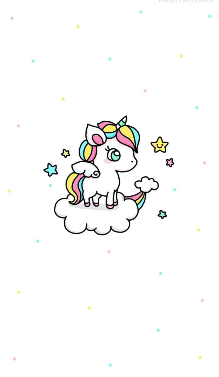 귀여운 유니콘이 마법 구름을 타는 그림 배경화면