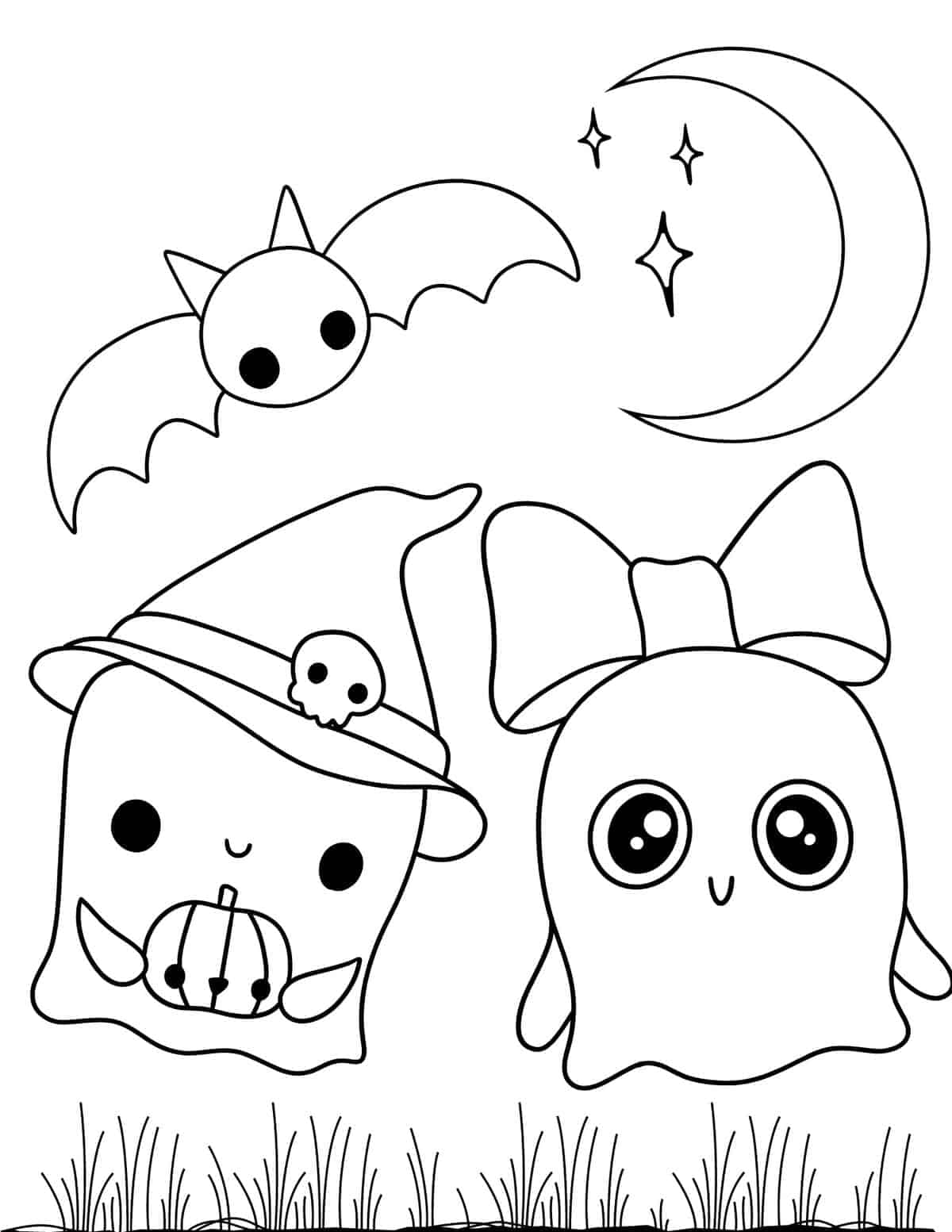 귀여운 유령 할로윈 색칠 그림 배경화면