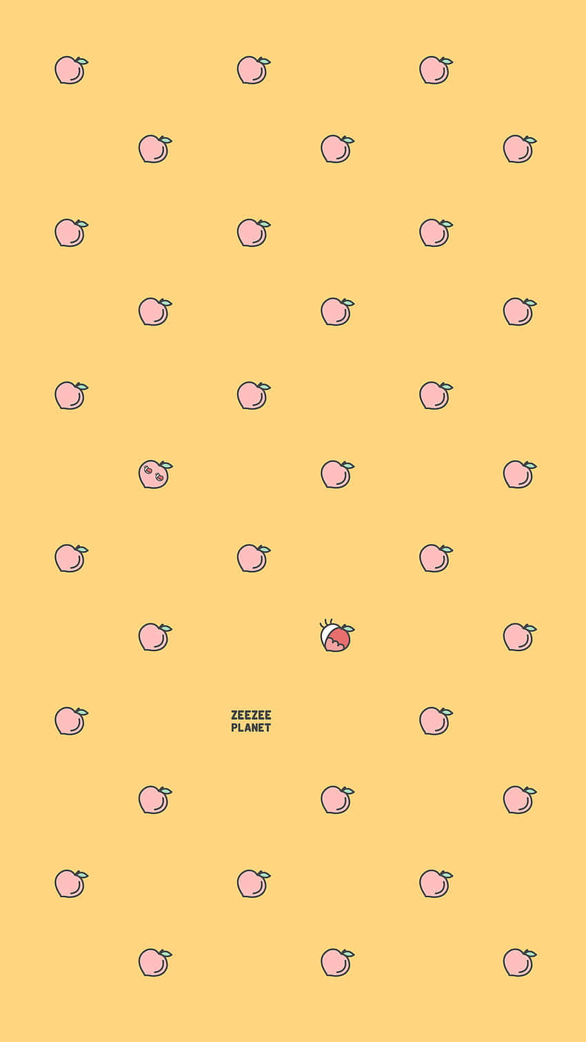 귀여운 파스텔 노란색 복숭아 과일 패턴 배경화면