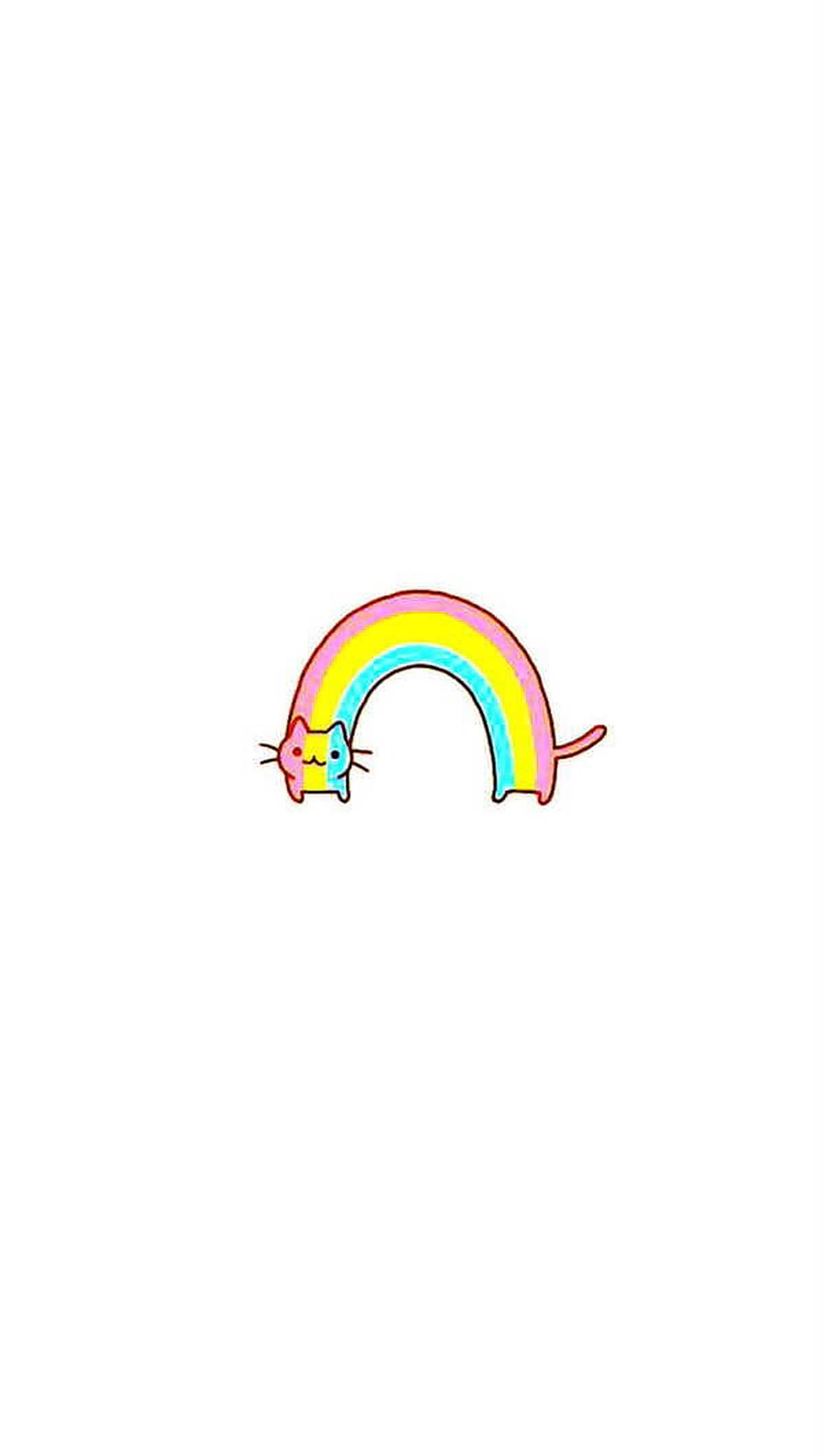 귀여운 파스텔 무지개 고양이 벡터 아트 배경화면