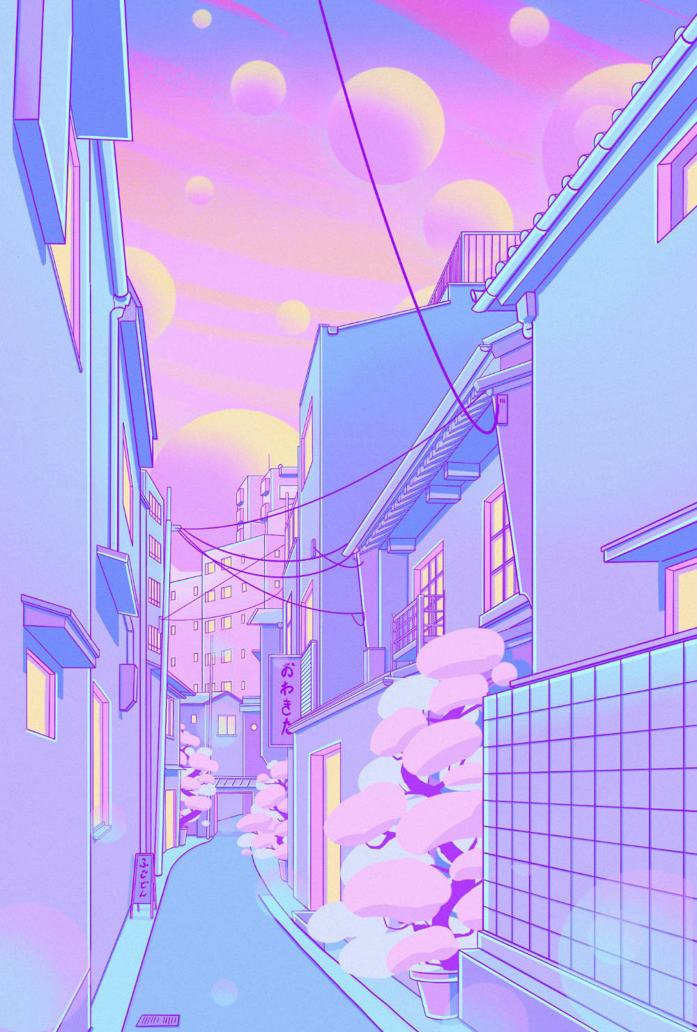 귀여운 파스텔 보라색 거리 배경화면