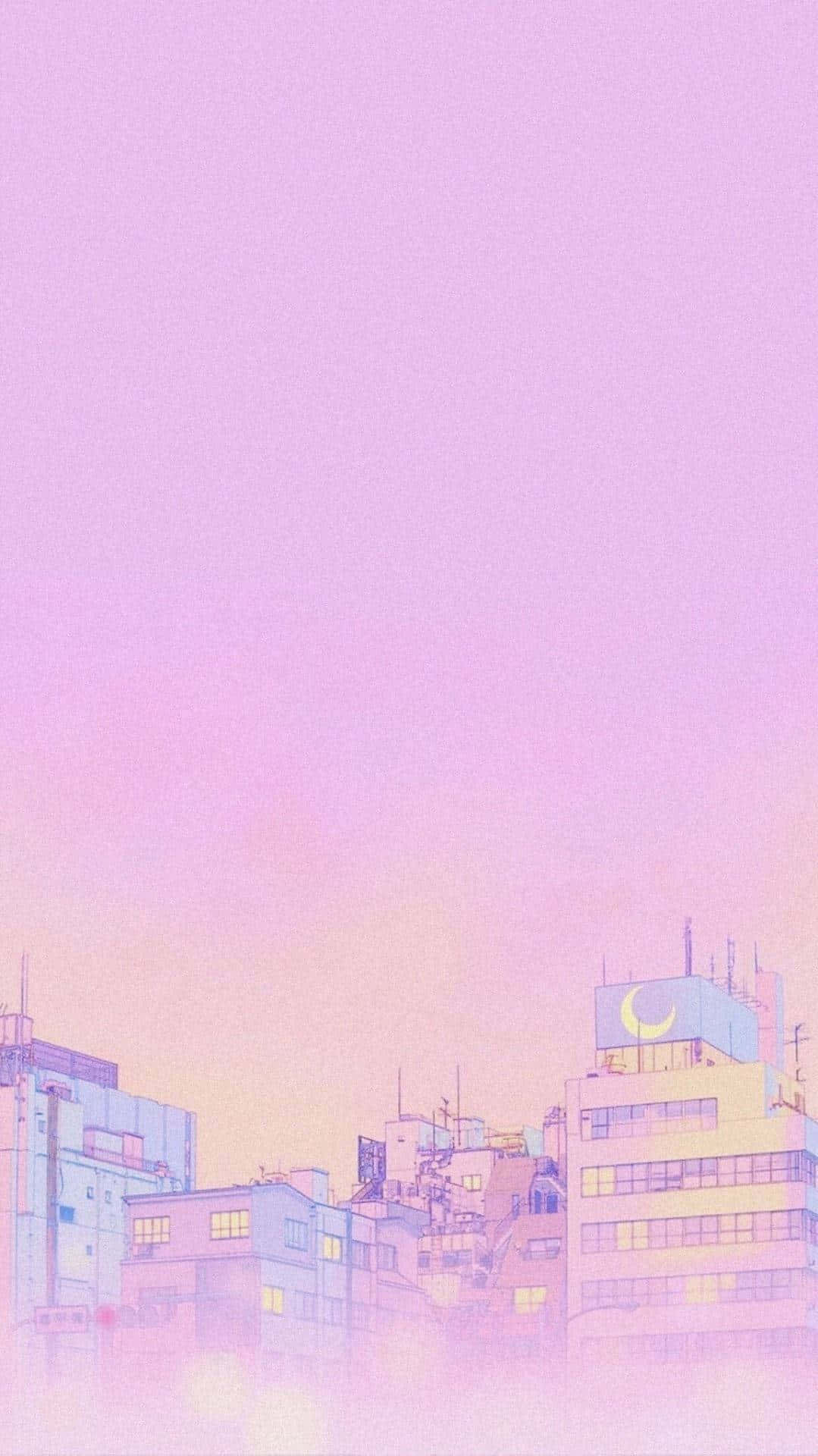 귀여운 파스텔 핑크 시티 폰 배경화면