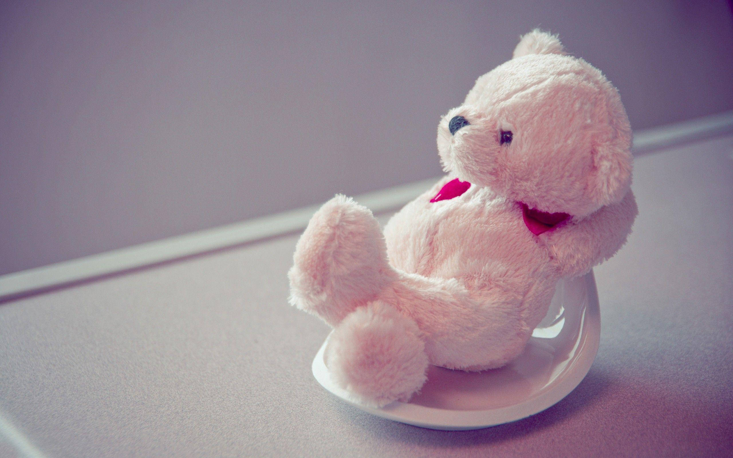 귀여운 핑크 테디베어 데스크탑 배경화면
