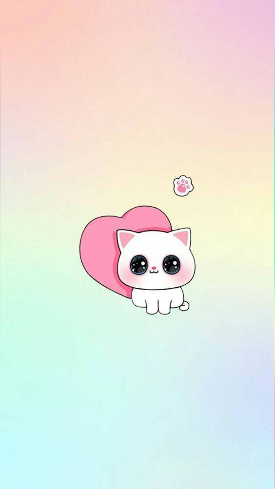 귀여운 하트를 든 깜찍한 고양이 배경화면