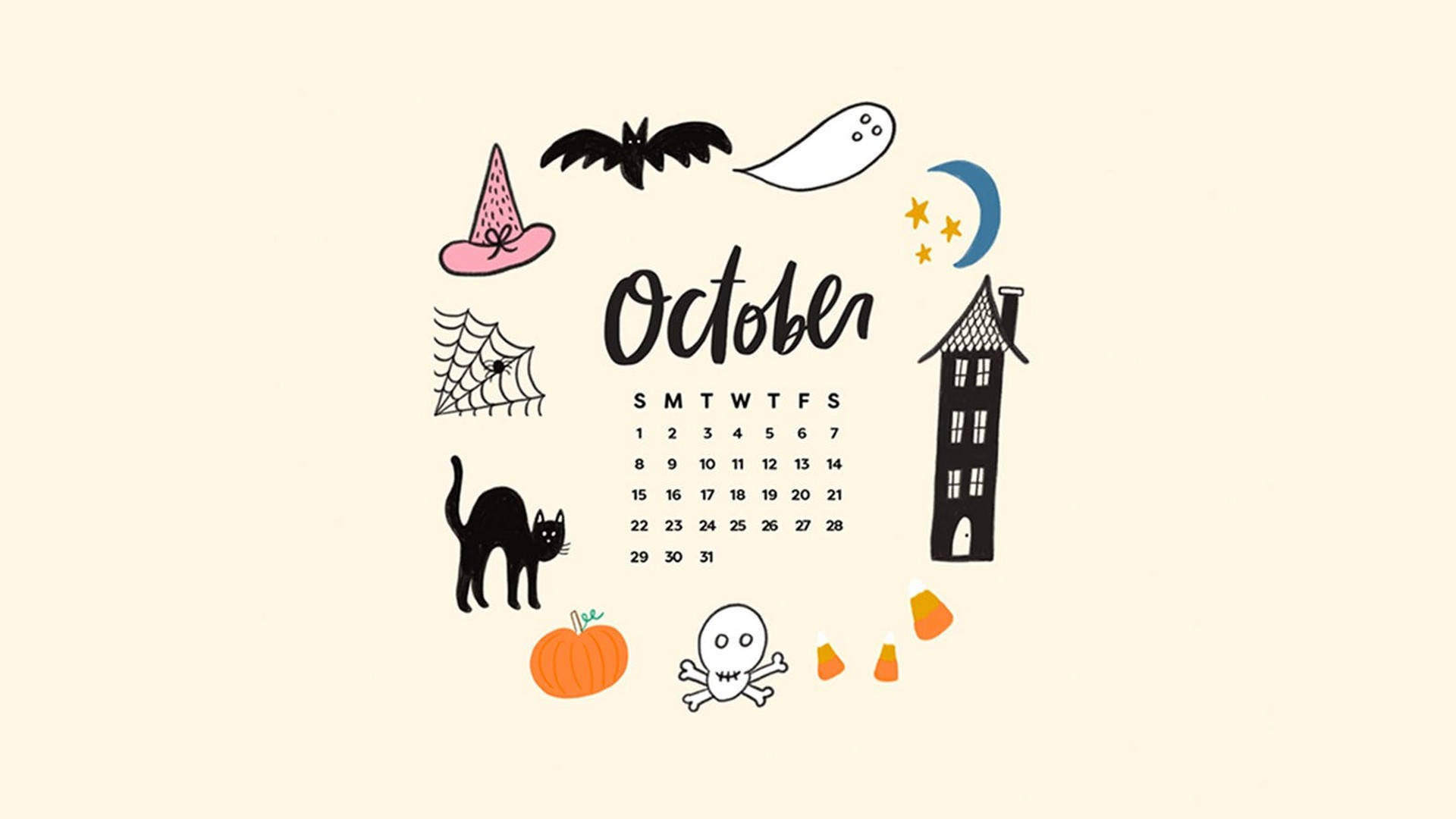 귀여운 할로윈 10월 달력 배경화면