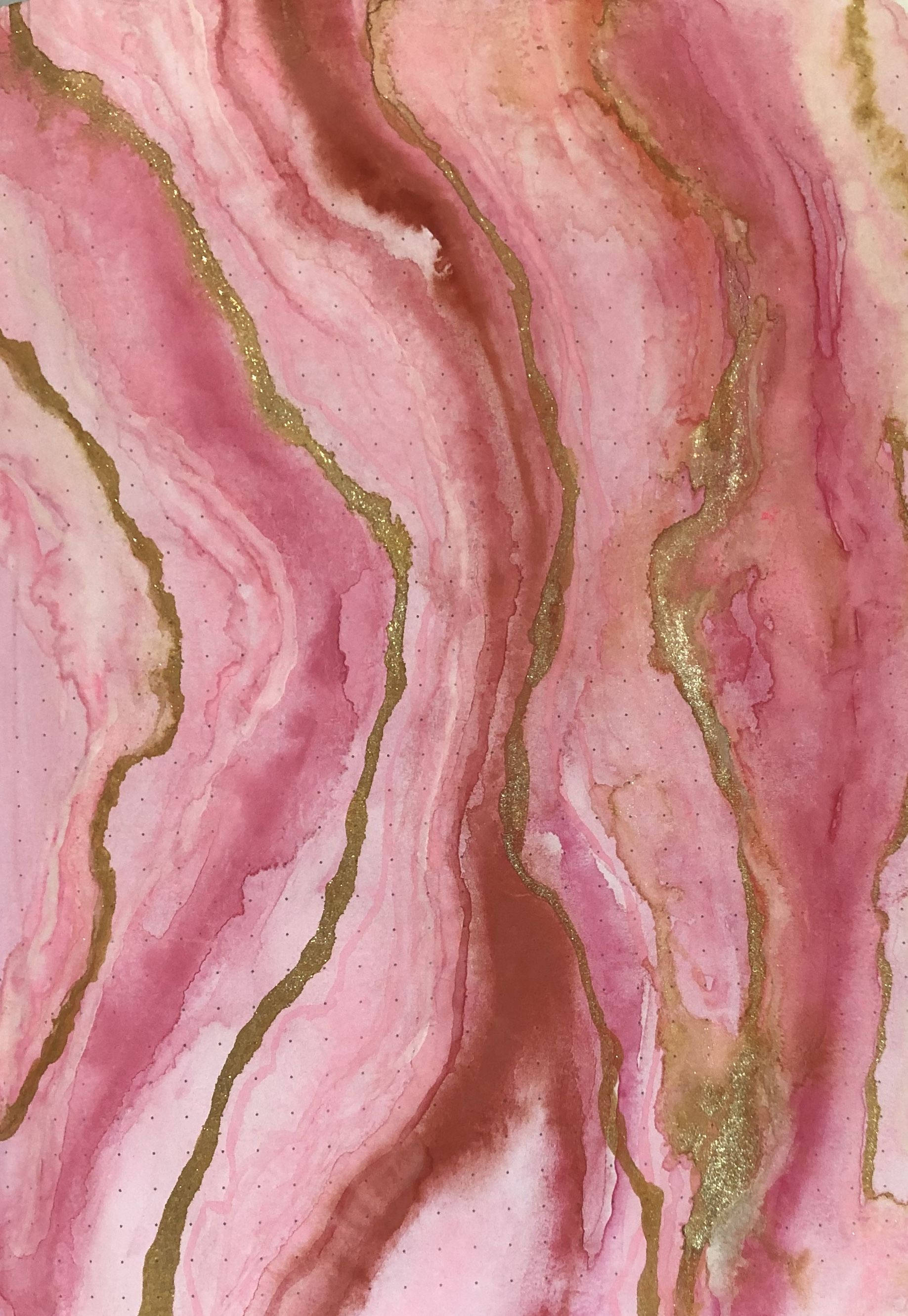 금빛 반짝임이 있는 핑크 대리석 배경화면