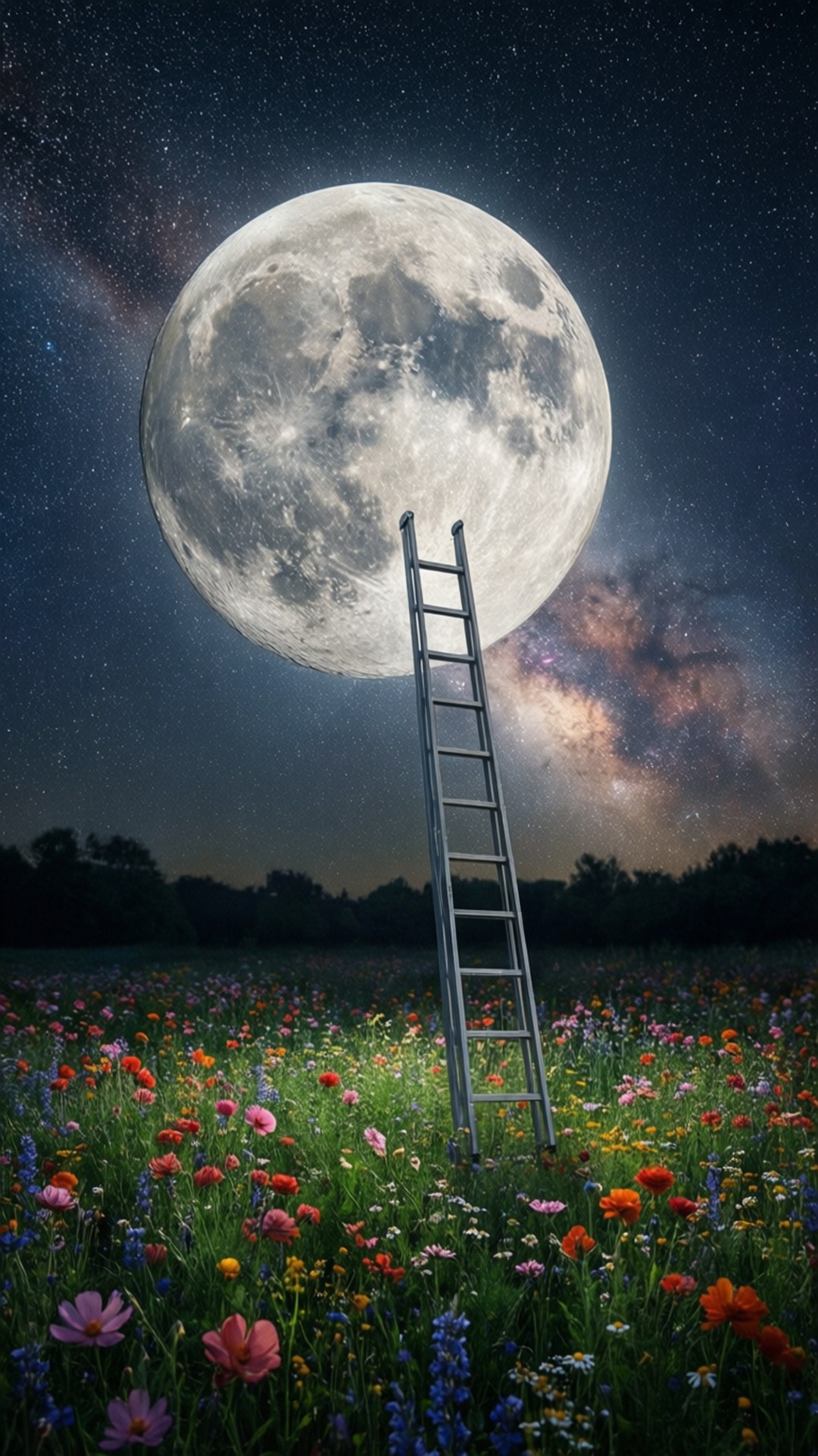 꽃밭 사다리 달 배경화면