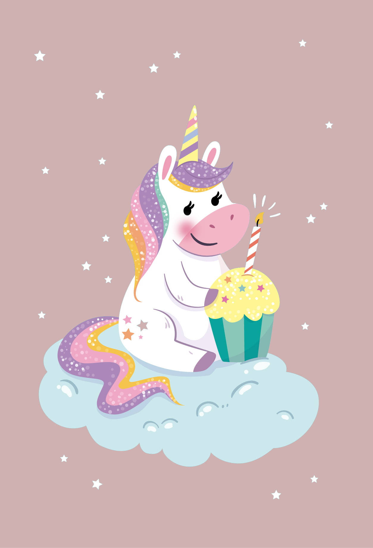 내 생일을 축하하는 유니콘의 인사 배경화면