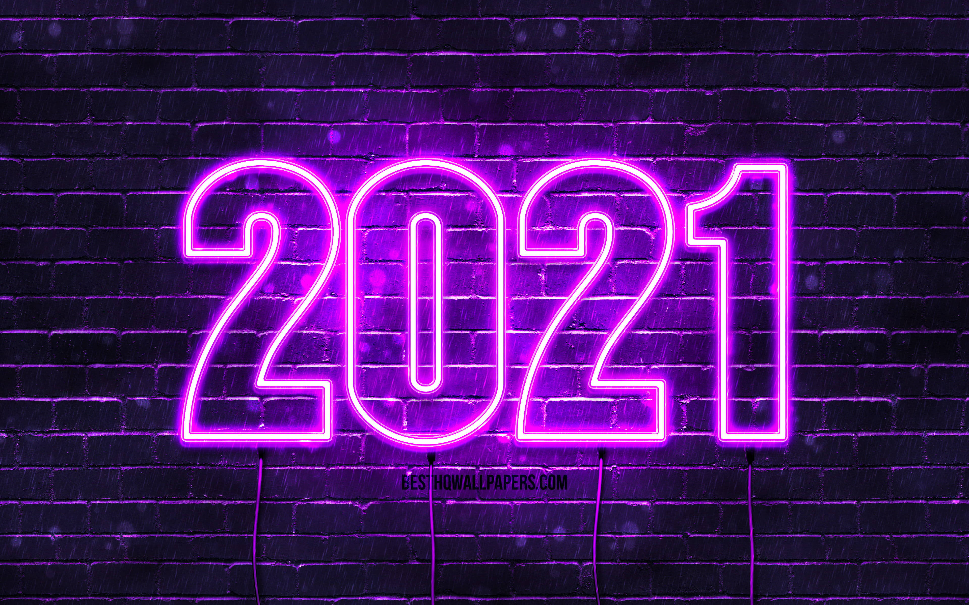 네온 퍼플 새해 2021 인사 배경화면