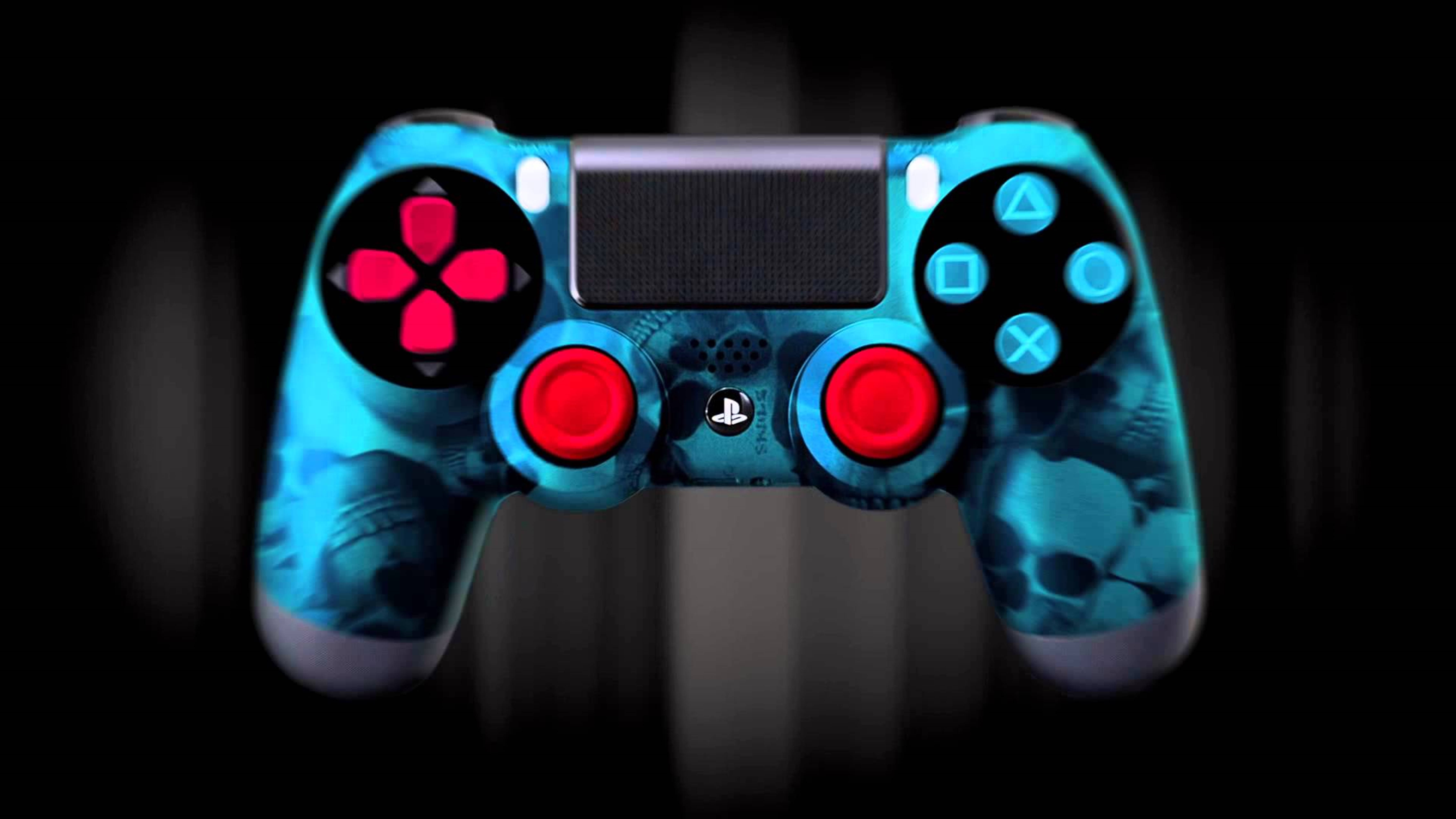 네온 해골 데칼이 있는 4K PS4 배경화면