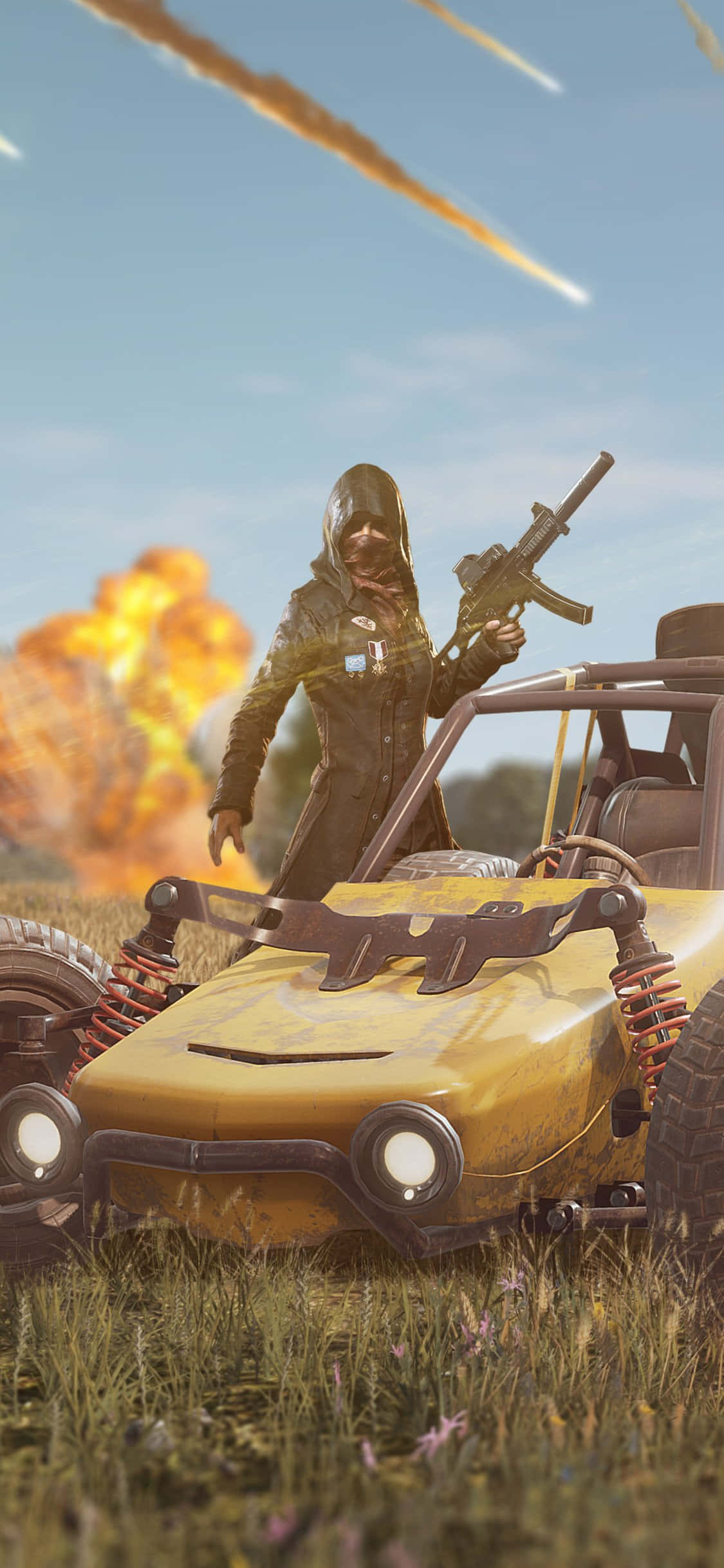 노란 경주용 자동차 PUBG 아이폰 배경화면