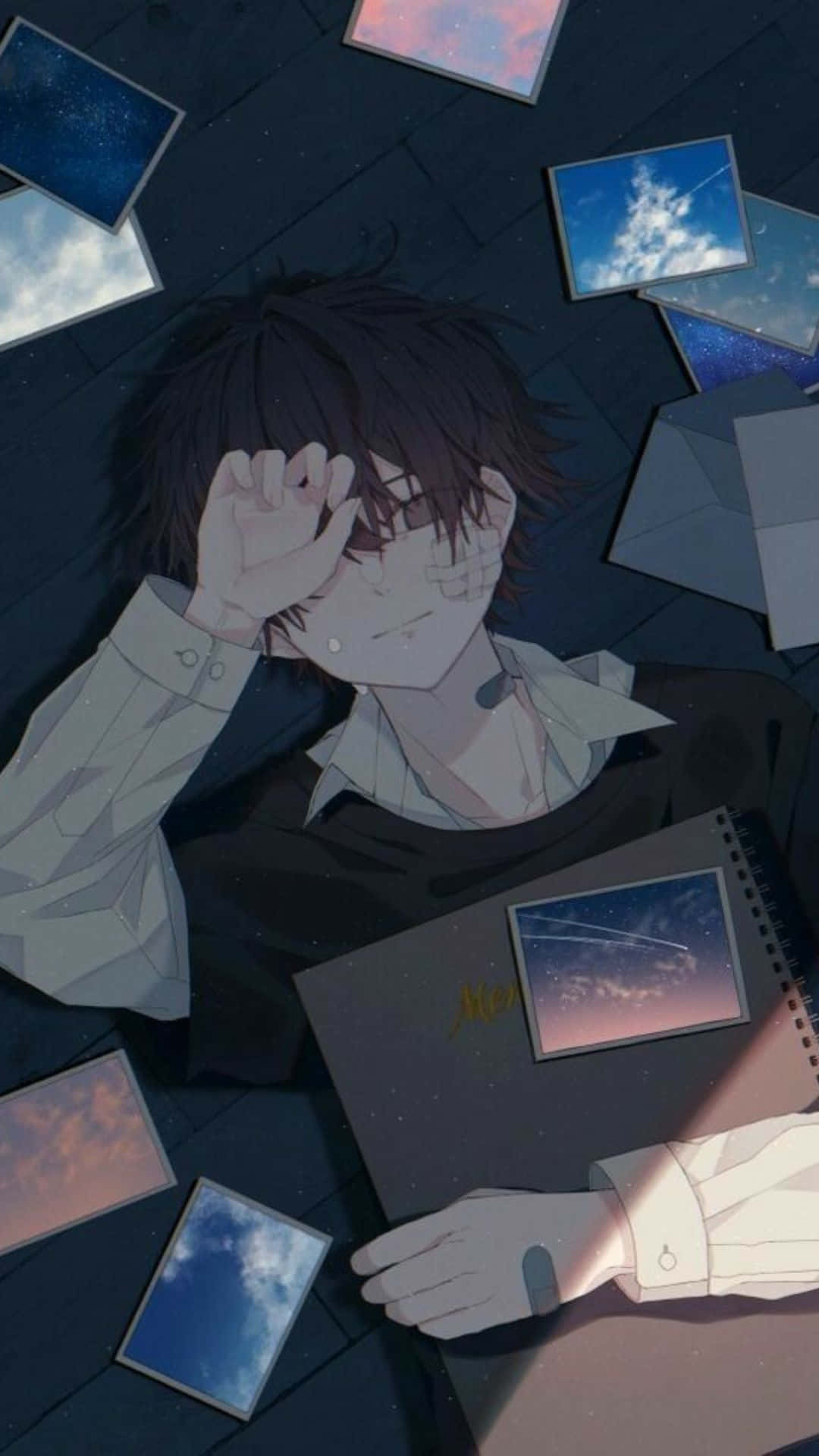 누워있는 소년 다크 에스테틱 애니메이션 프로필 사진 배경화면