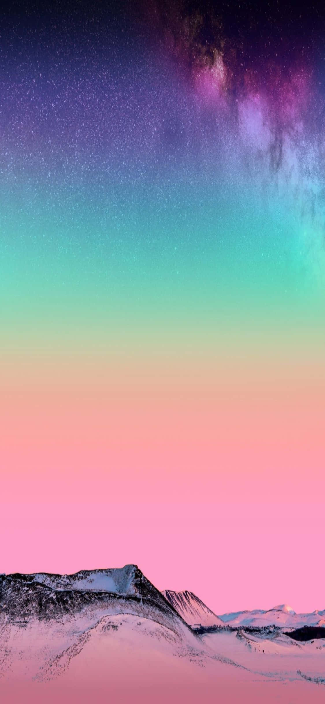 눈 덮인 산 별이 빛나는 하늘 iPhone XS M 시리즈 배경화면