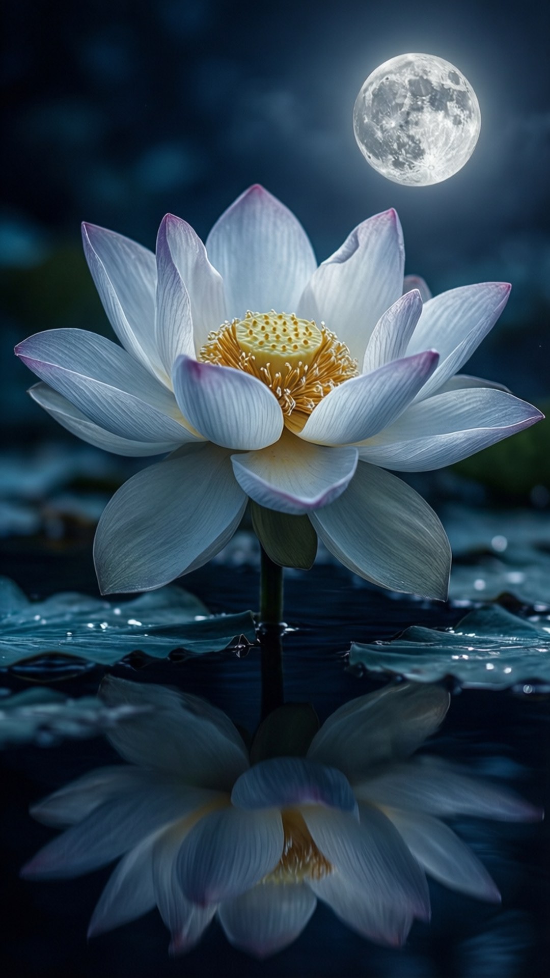 달빛 연꽃 배경화면