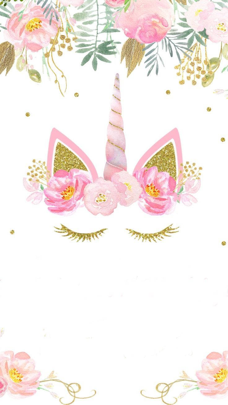 분홍 장미와 긴 속눈썹이 있는 유니콘 귀, 소녀 생일을 위한 화려한 초대장 배경