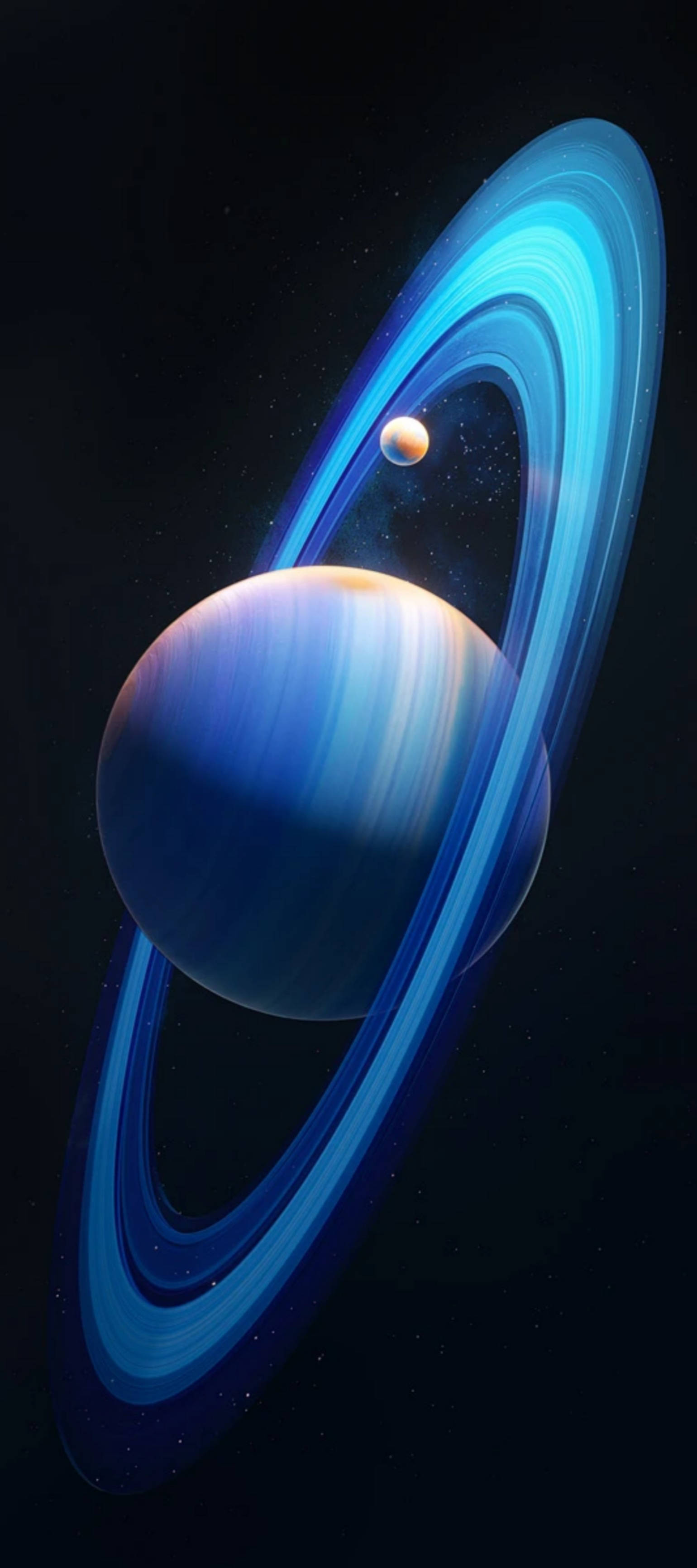 독특한 울트라 블루 디자인의 Infinix Zero와 토성 행성 배경 배경화면