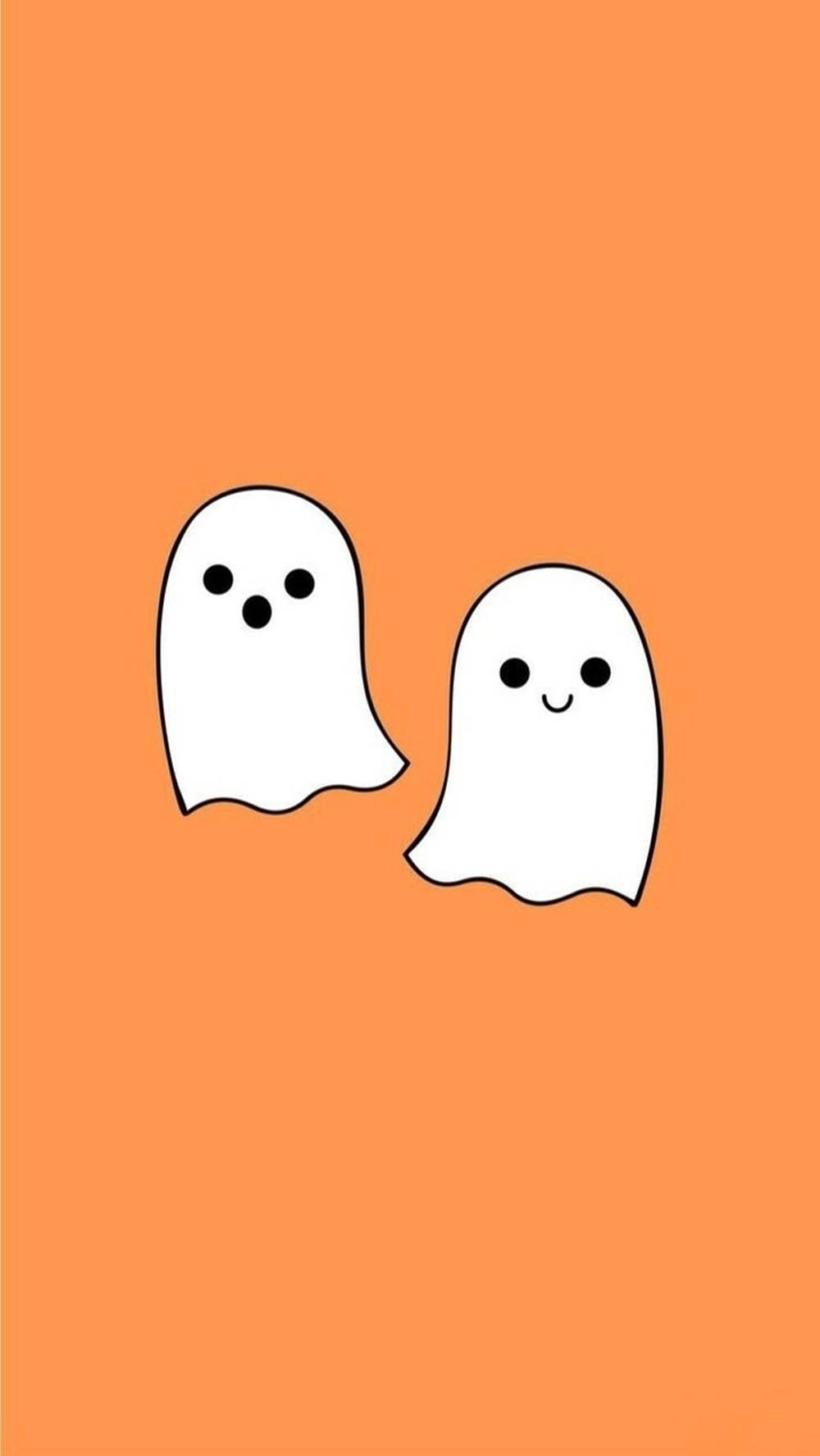 두 마리 친근한 유령 오렌지 감성 배경화면