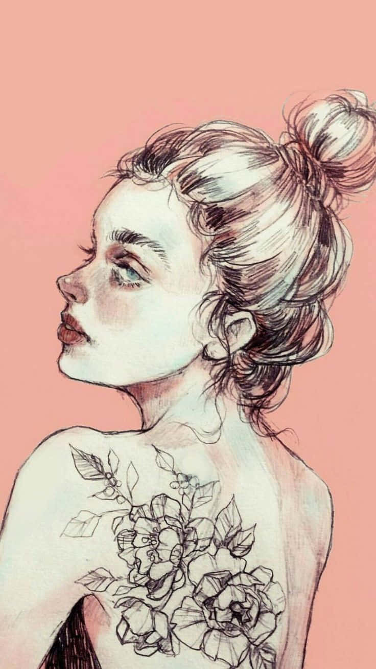 등에 문신이 있는 여성의 그림 배경화면