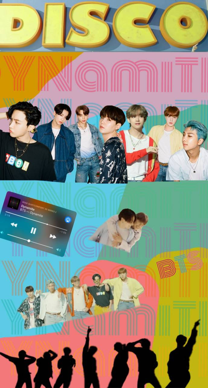 디스코 감성 BTS 다이너마이트 콜라주 배경화면