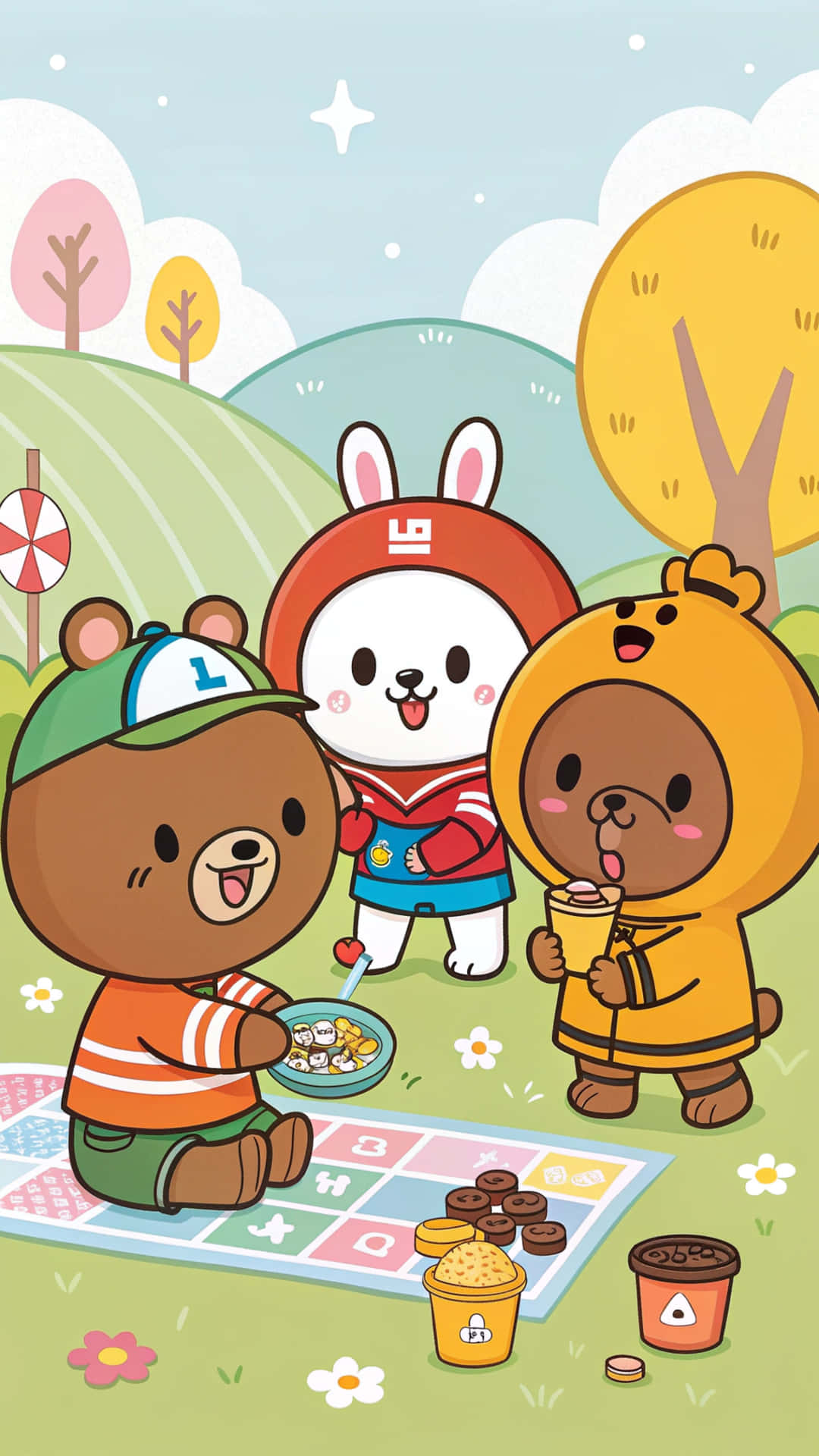 그룹, 강아지, 색깔, 새끼 고양이, 만화, 사랑, 우정, 친구, 양귀비, 꽃, 라인 프렌즈, 브랜드, 배경화면, 라인, 너구리, 판다, 가족, 줄, 예술, 컬렉션