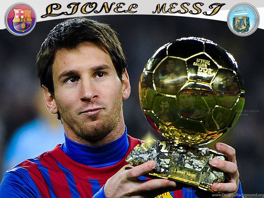 FIFA 발롱도르 2013 트로피를 든 리오넬 메시 배경화면