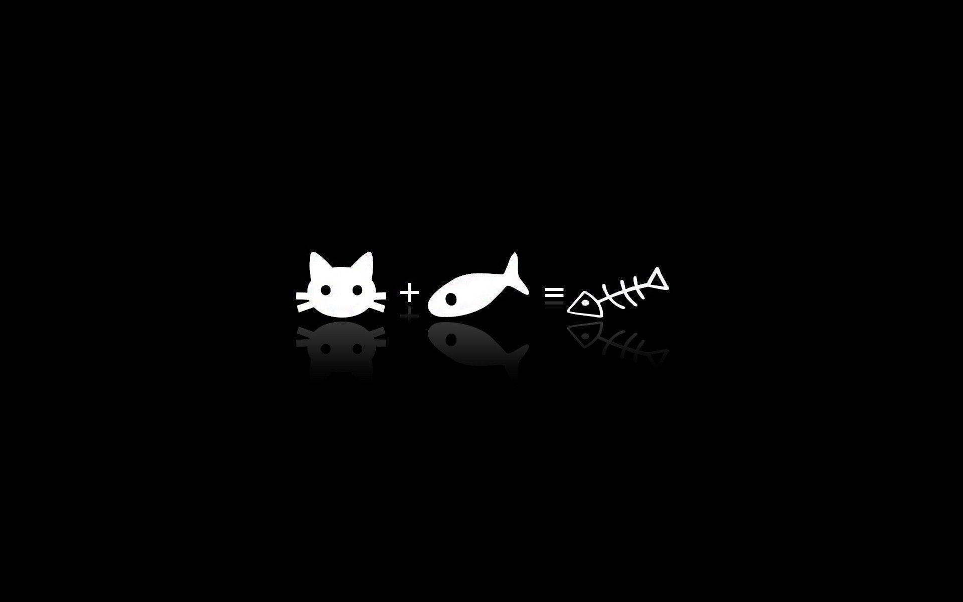 만화 고양이와 물고기 배경화면