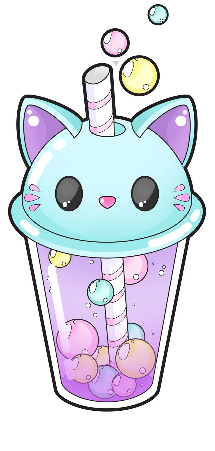 카와이 고양이 버블티 배경화면