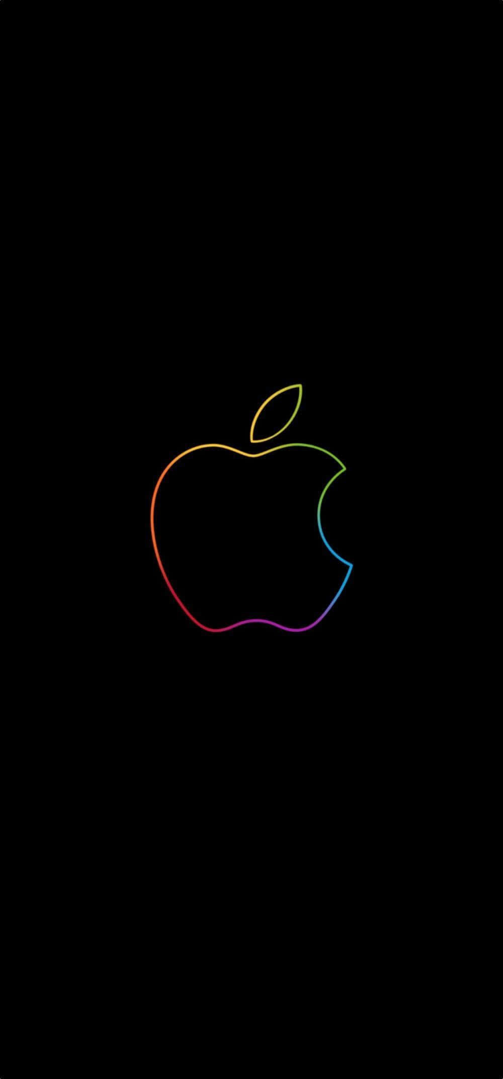 매끄러운 iPhone 배경 위의 빛나는 애플 무지개 로고 배경화면