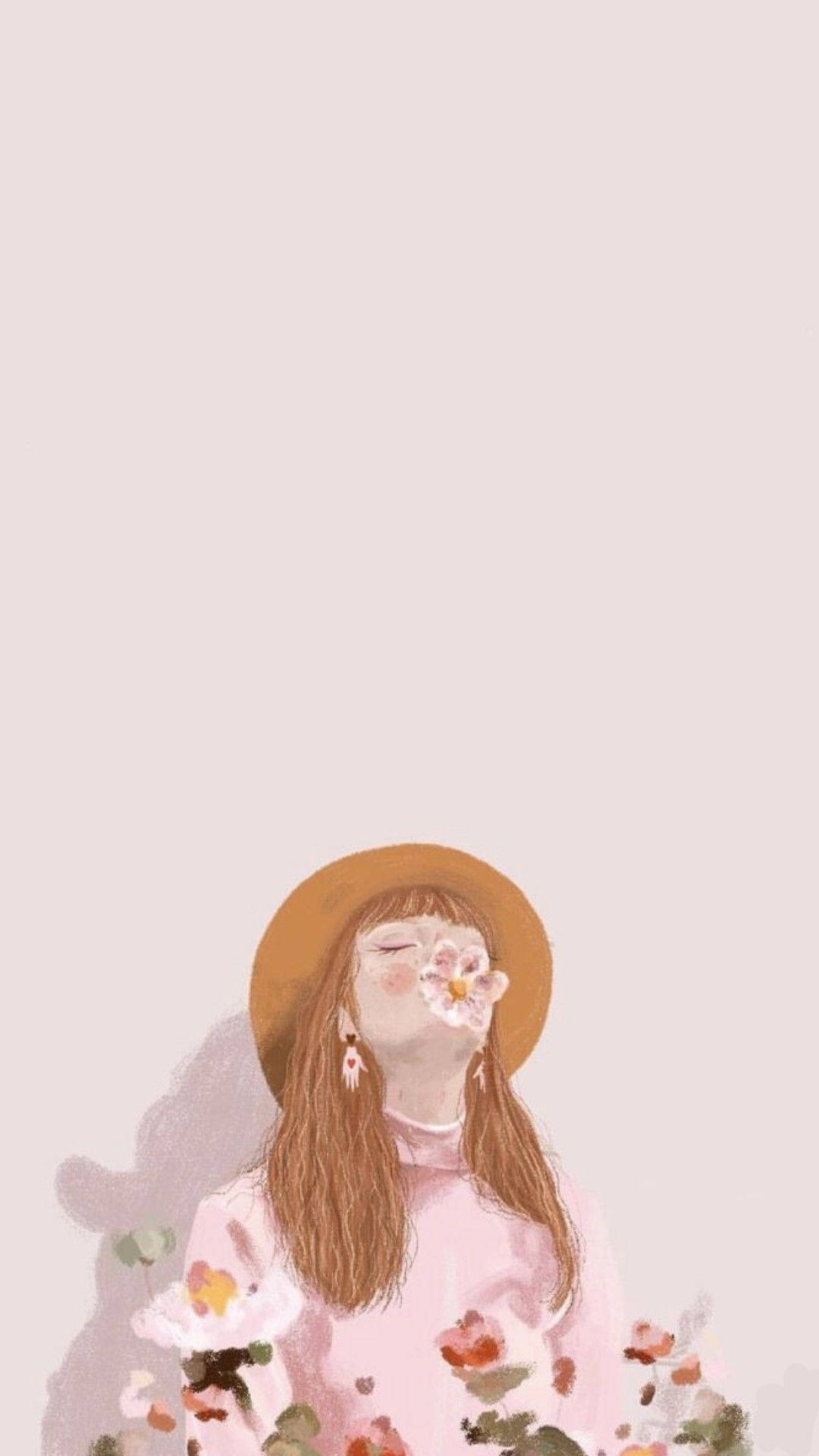 핑크 감성 소녀 그림 배경화면