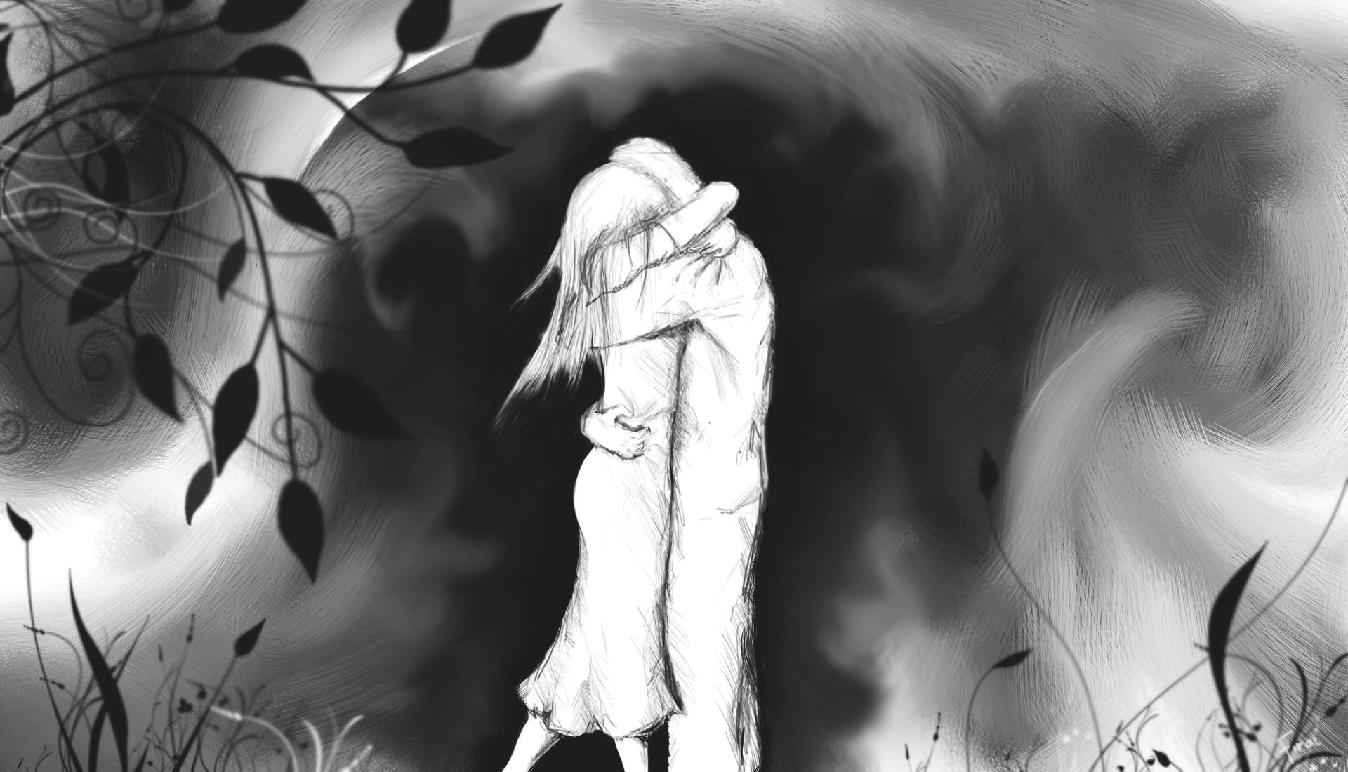 멋진 연인 포옹 그림 배경화면