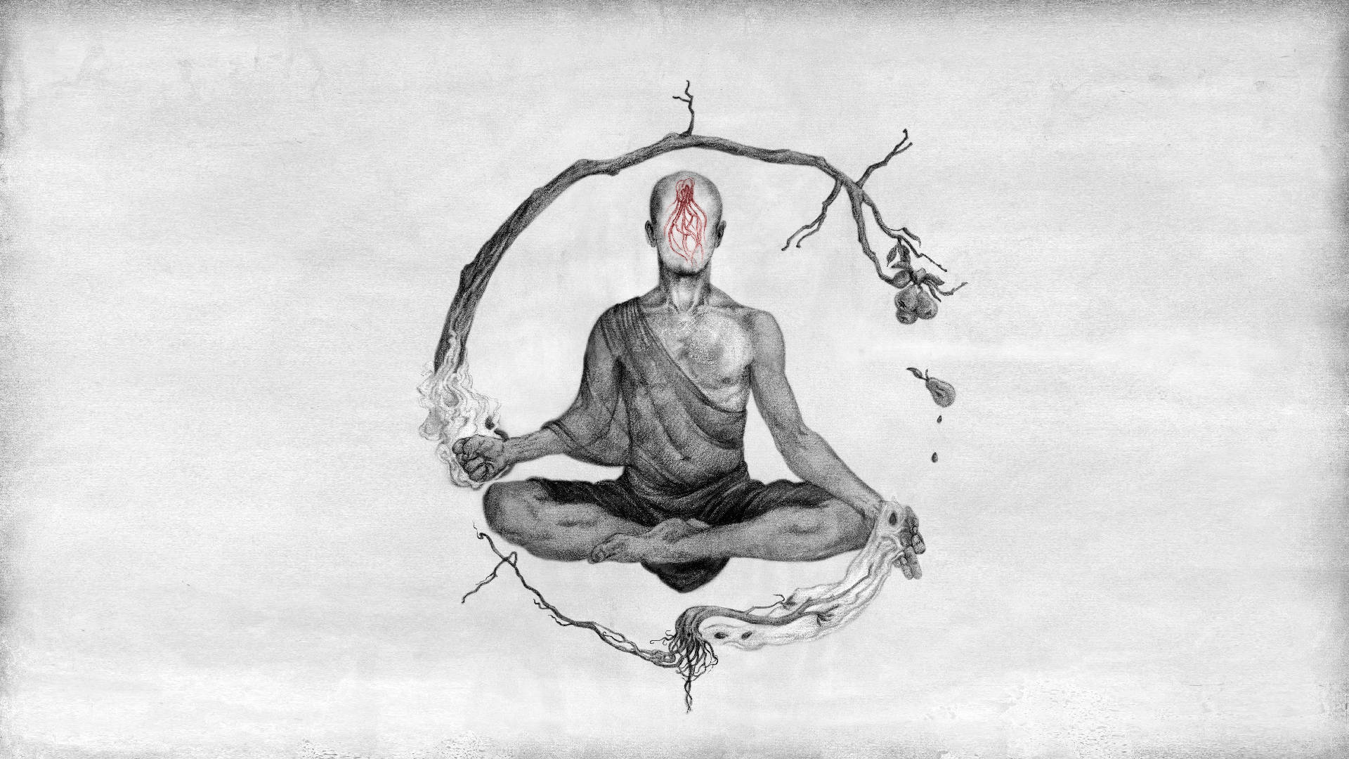 명상하는 승려의 영적 미학 배경화면