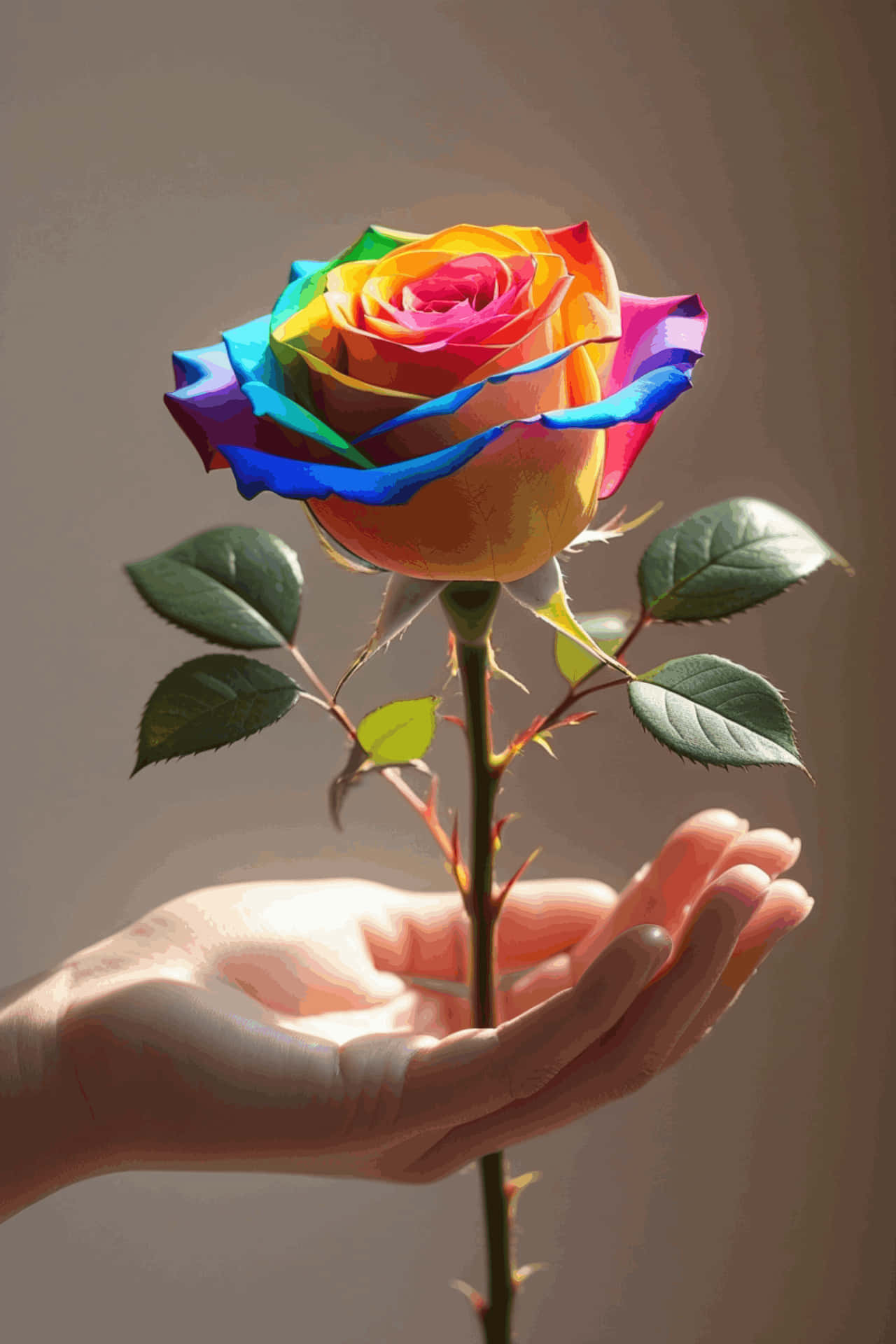 사랑, 무지개, LGBTQ, 프라이드, 영적, 장미, 발렌타인, 손, 꽃