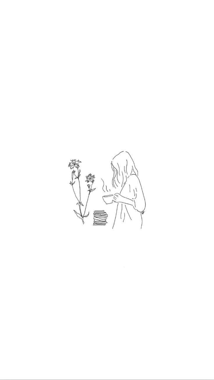 미니멀리스트 감성 커피잔을 든 여성 배경화면