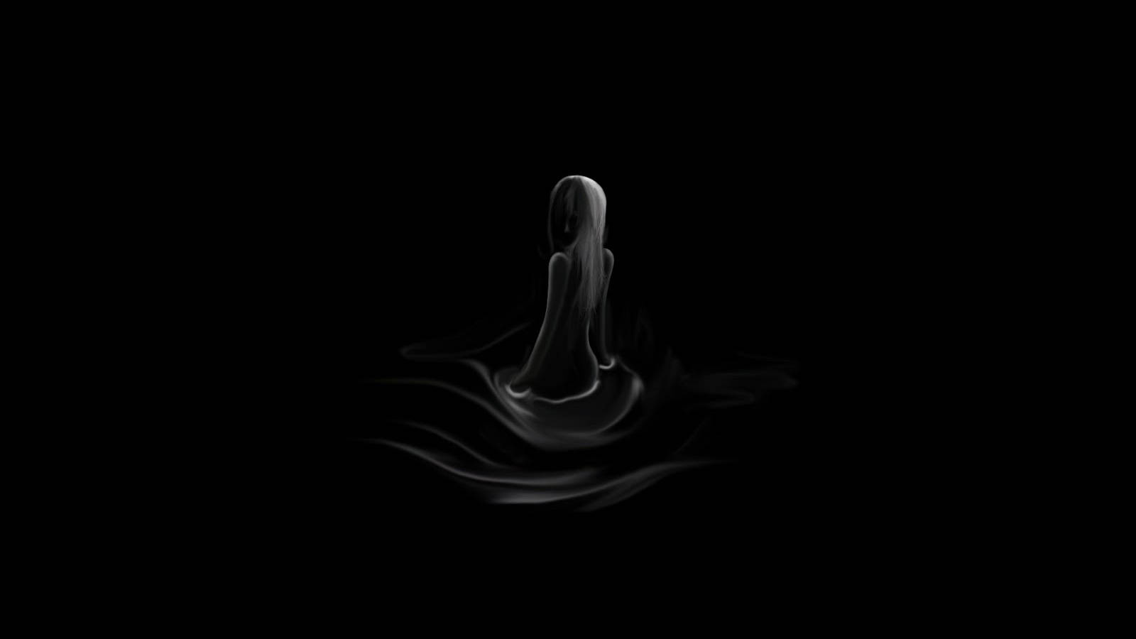 미니멀리스트 귀여운 검은색 여성 실루엣 배경화면