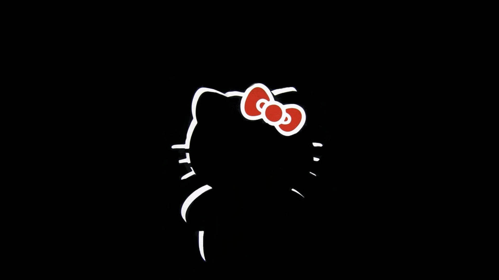 미니멀리즘 블랙 헬로키티 실루엣 배경화면