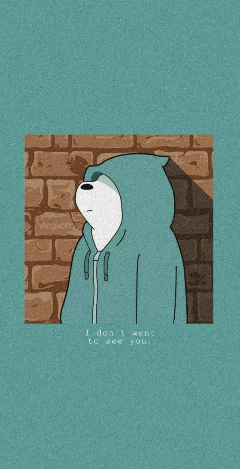 미적 감각의 후드 입은 아이스 베어 카툰 배경화면