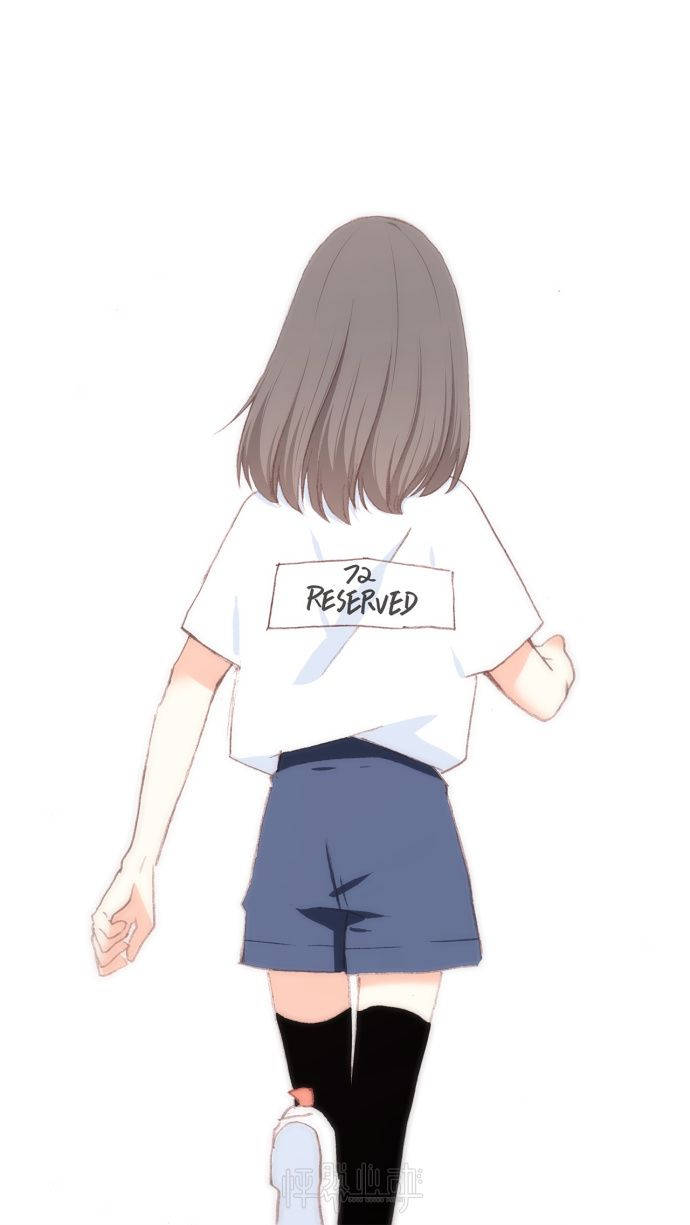 미적 감성의 애니메이션 소녀 뒷모습 배경화면