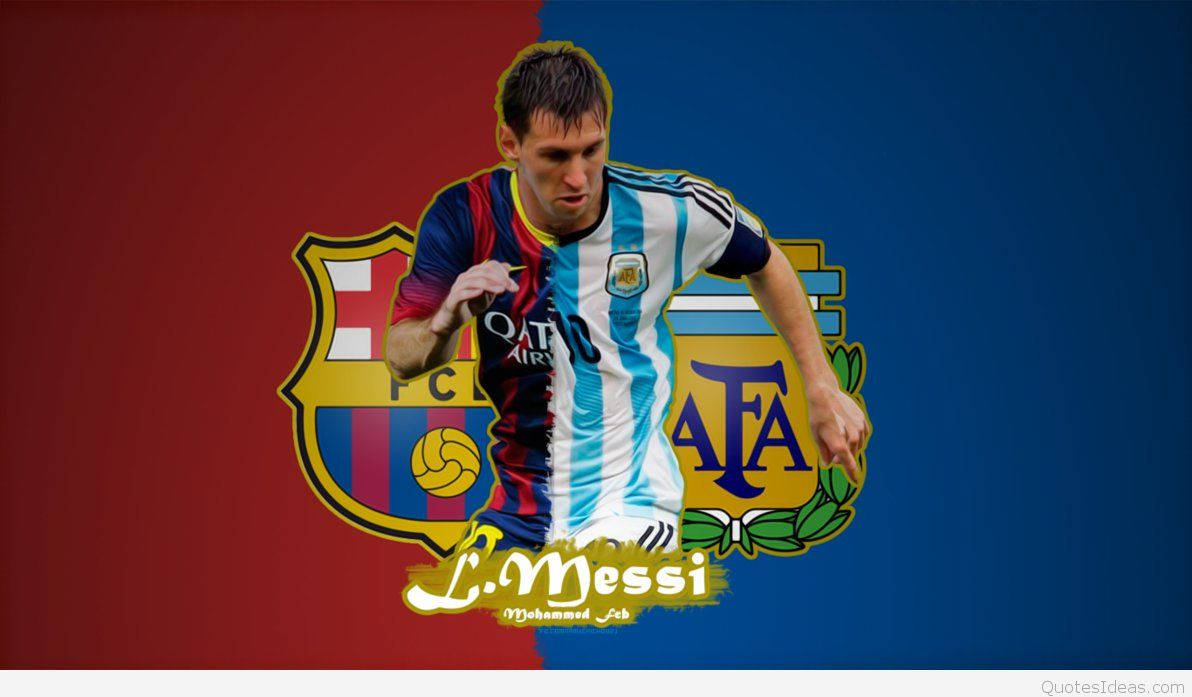 FCB와 AFA 팀 로고가 있는 리오넬 메시의 팬 아트 월페이퍼 — 메시 배경화면