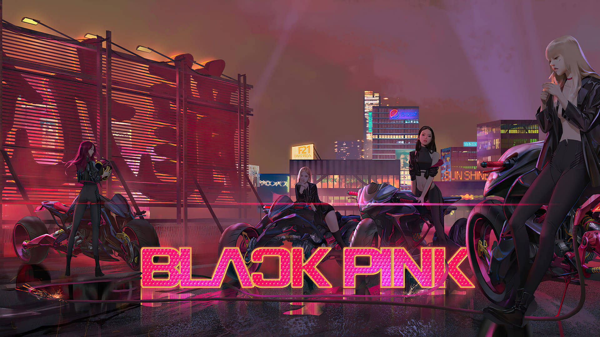 바이커 아트 블랙핑크 데스크탑 배경화면