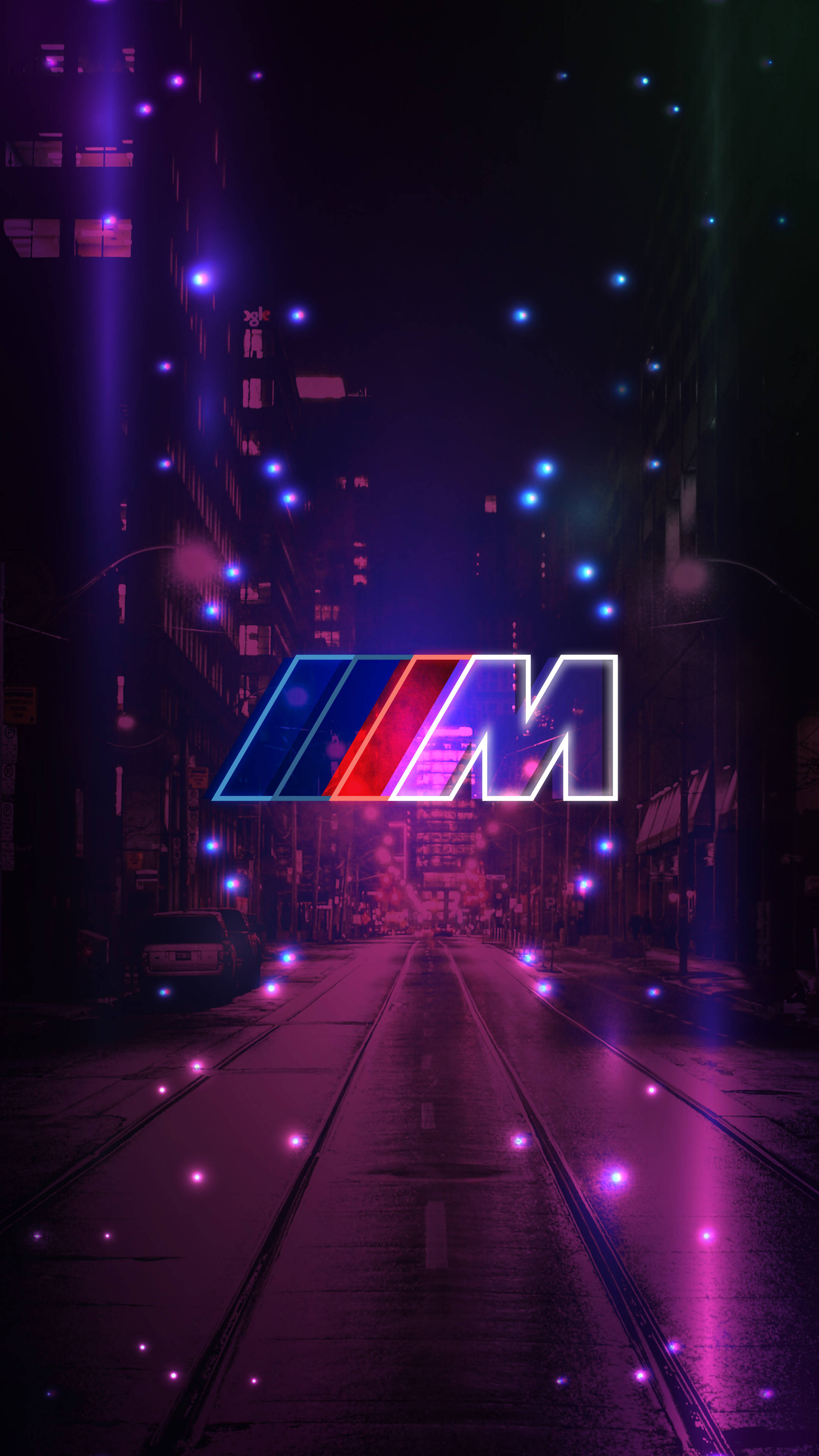 반짝이는 바이올렛 로드 BMW M 로고 배경화면