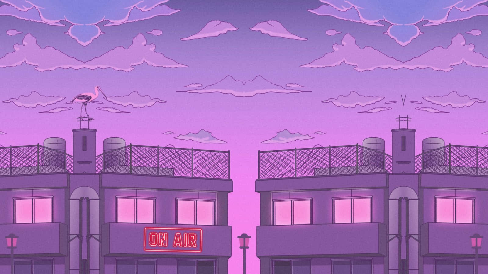 밝은 네온 핑크 애니메이션 감성 배경화면