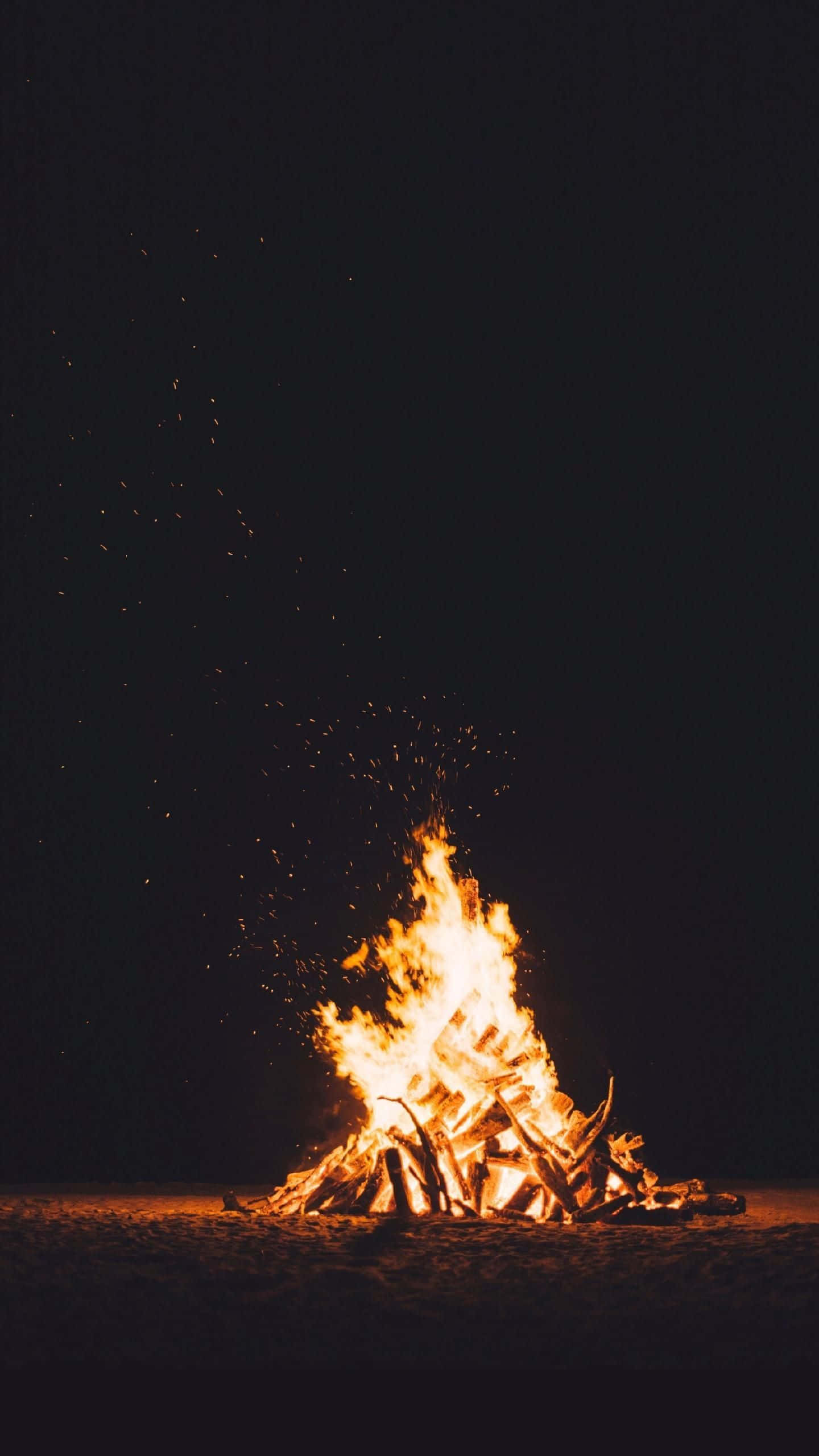 밤 해변의 모닥불 배경화면