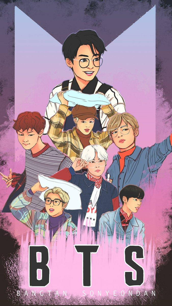 방탄소년단 정국 애니메이션 일러스트 배경화면