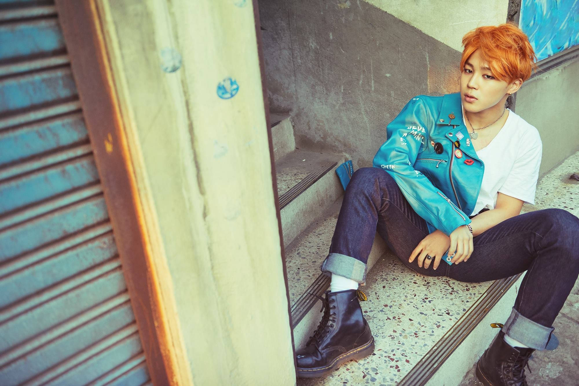 방탄소년단 지민 오렌지 헤어 감성 사진 배경화면