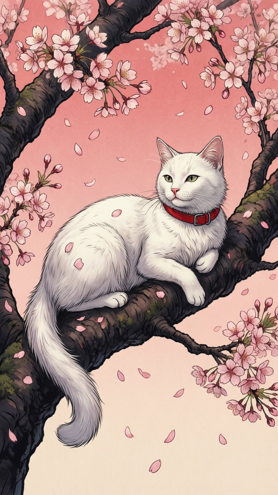 벚꽃 고양이 배경화면