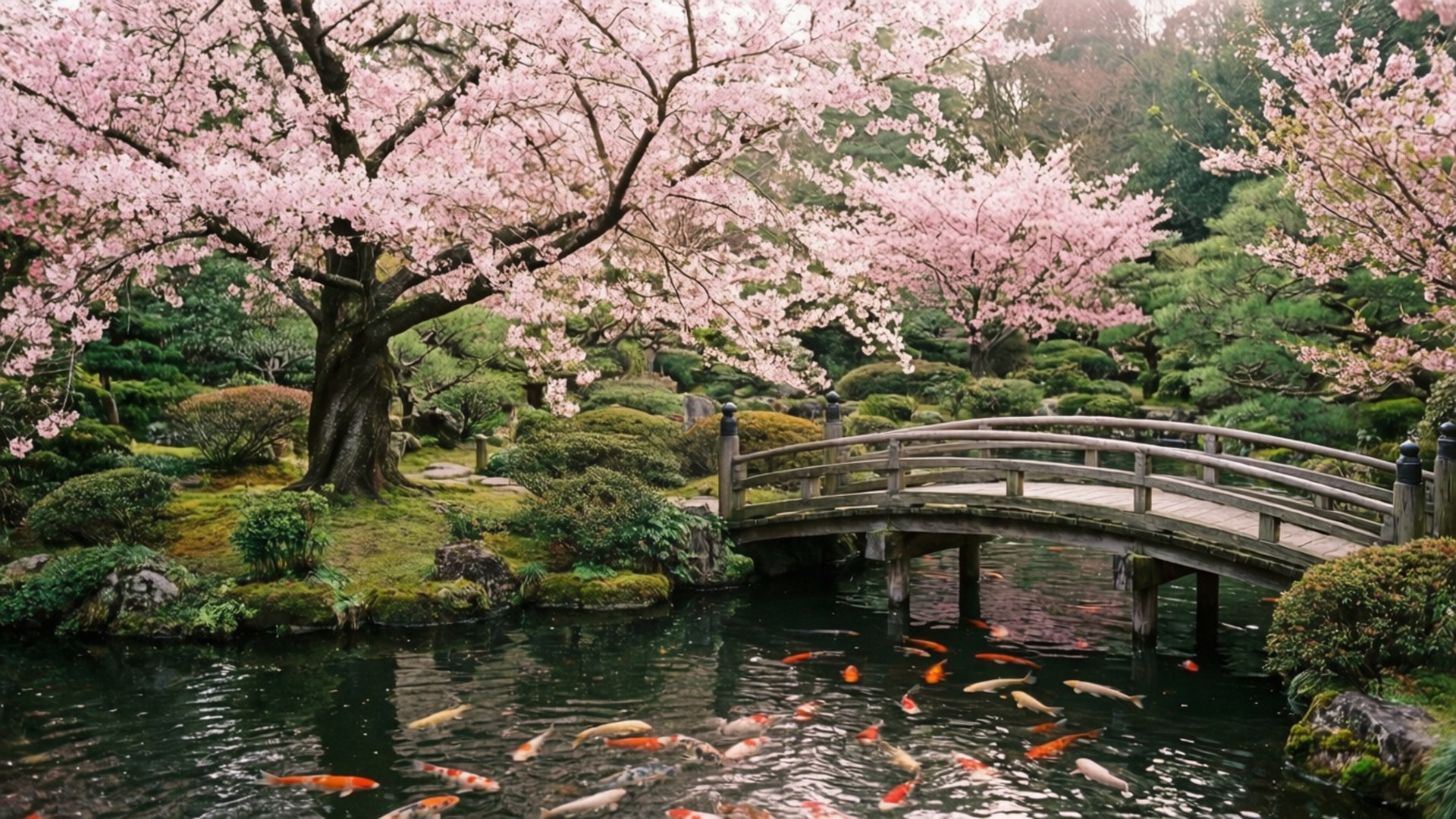 벚꽃 정원 배경화면