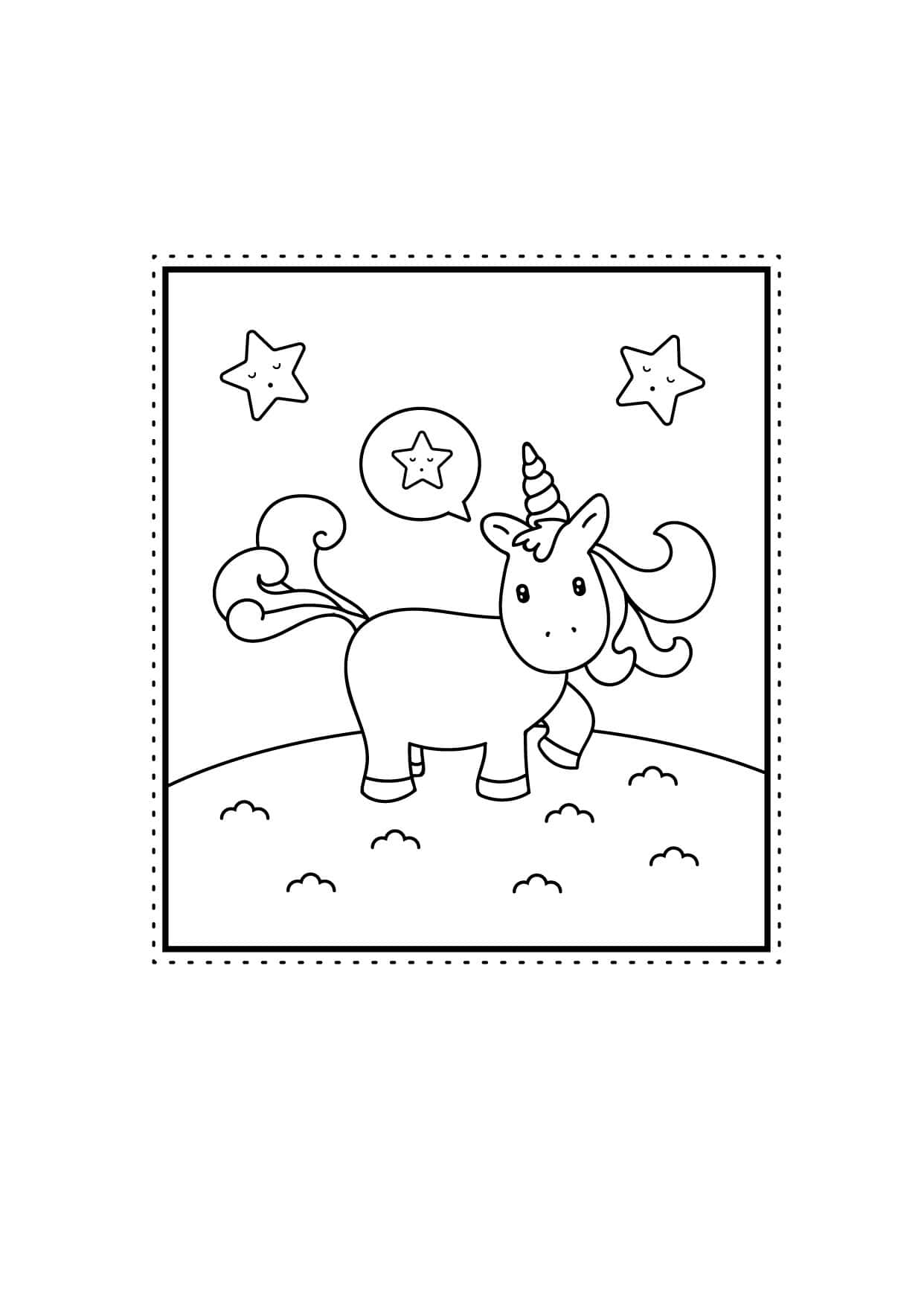 별 유니콘 색칠공부 페이지 그림 배경화면