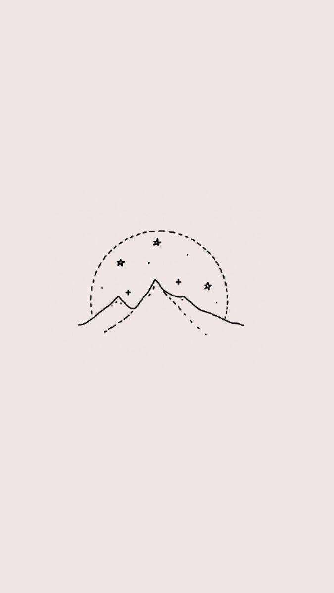 별과 산의 감성적인 스케치 배경화면