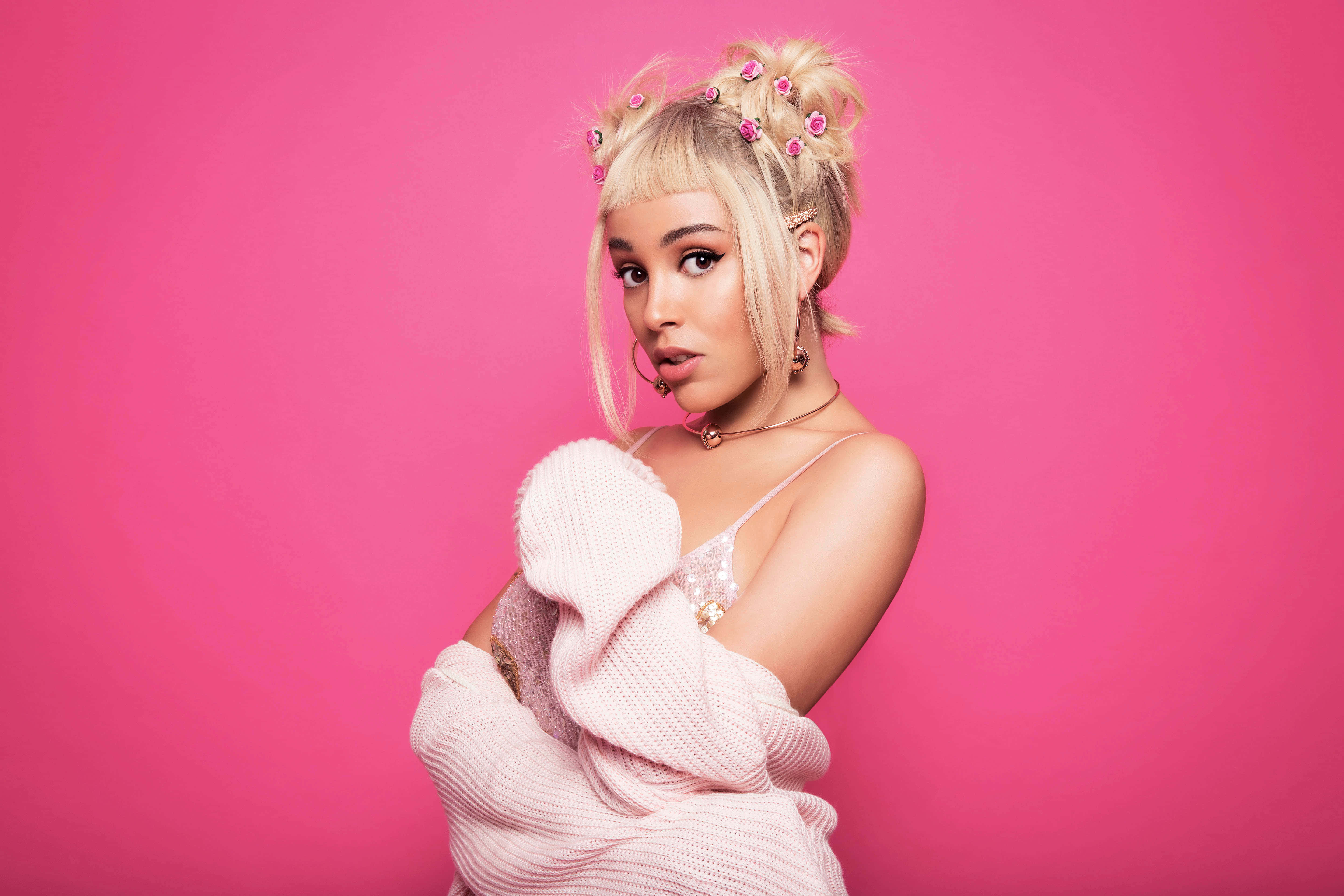별을 향해 손을 뻗는 도자캣 배경화면